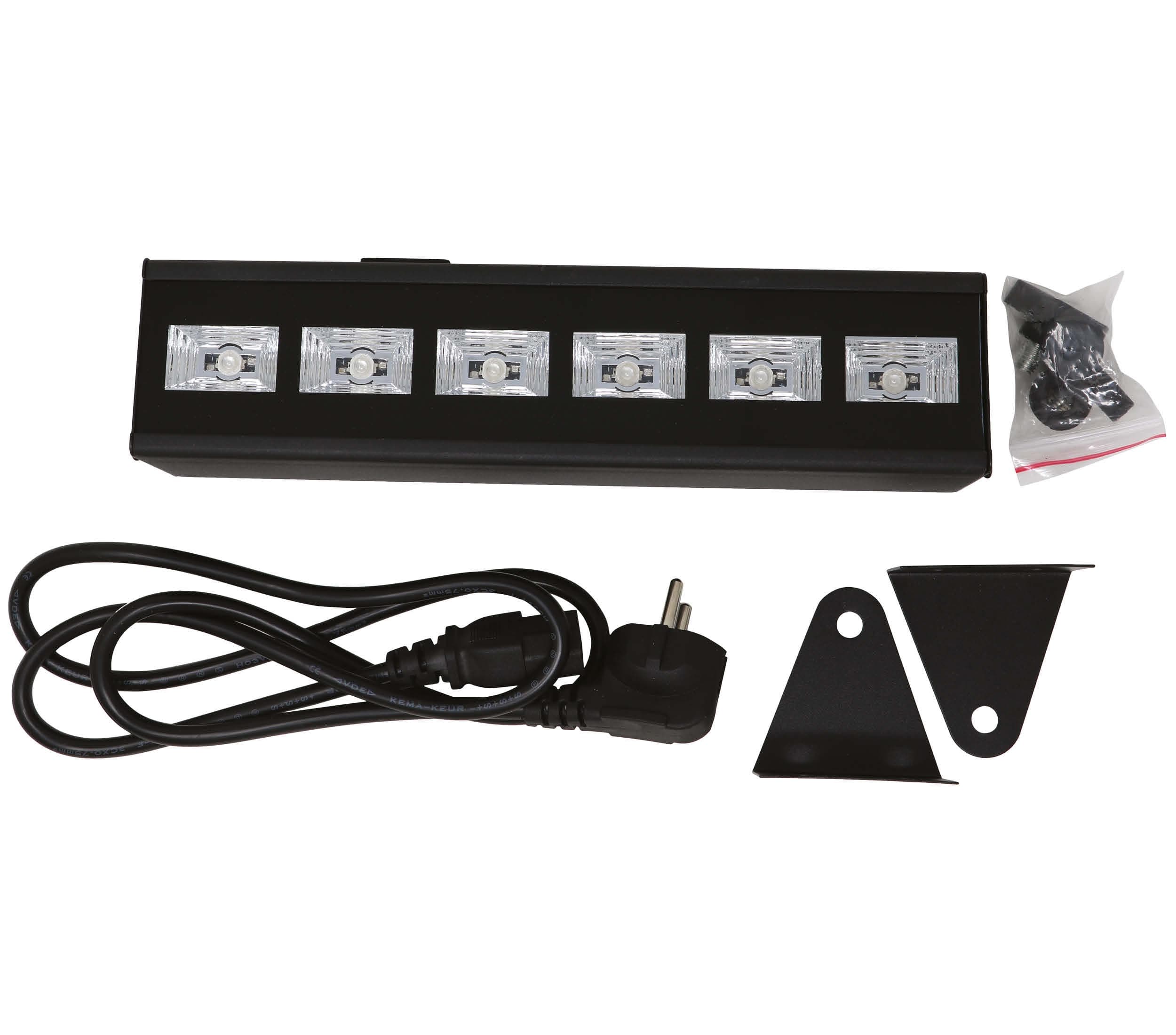 UV-sortlys med 6 LED, 6 × 3 W, til indendørs brug