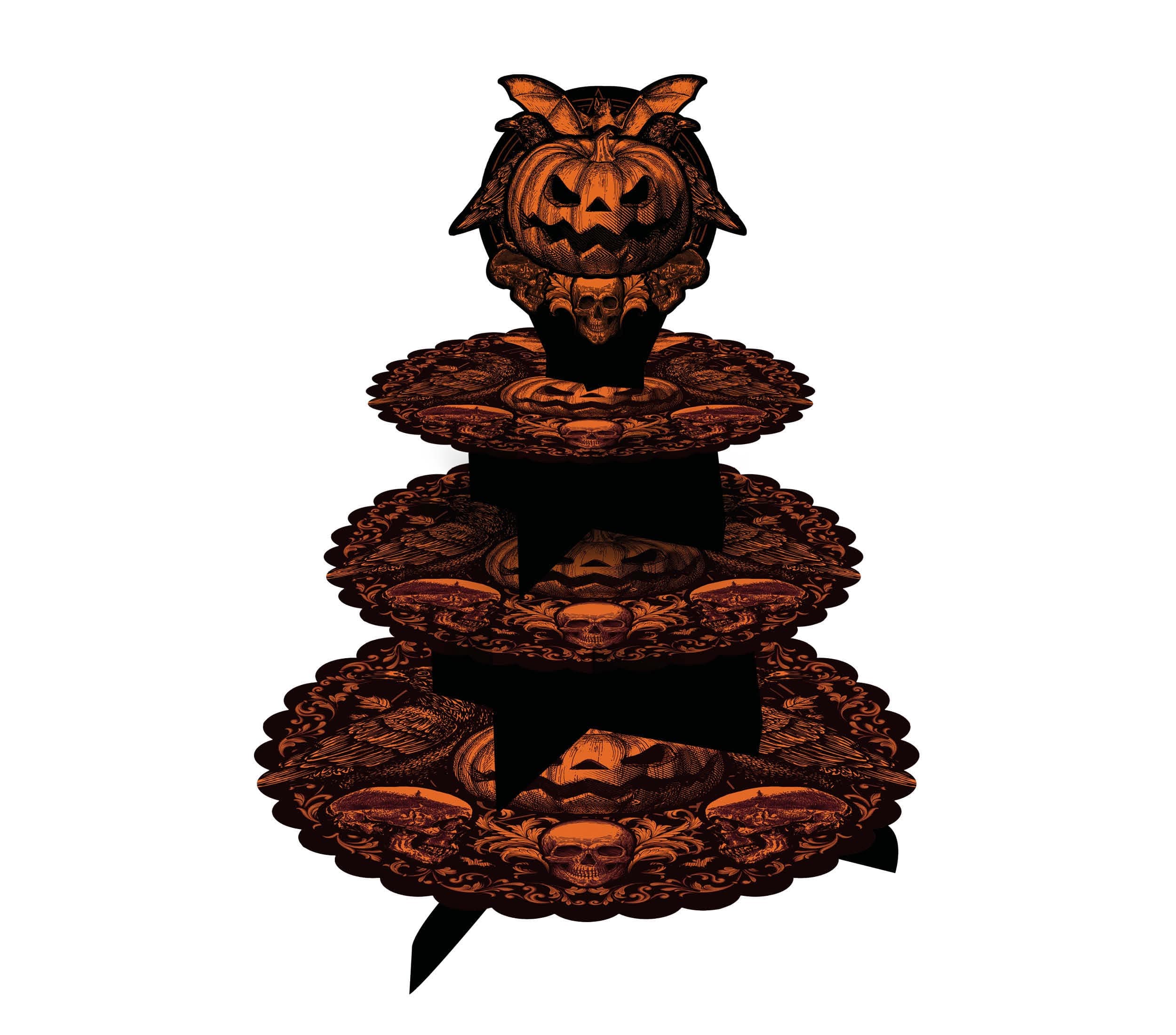 Gotisk græskar-cupcakestativ i 3 etager, 40 × 30 cm