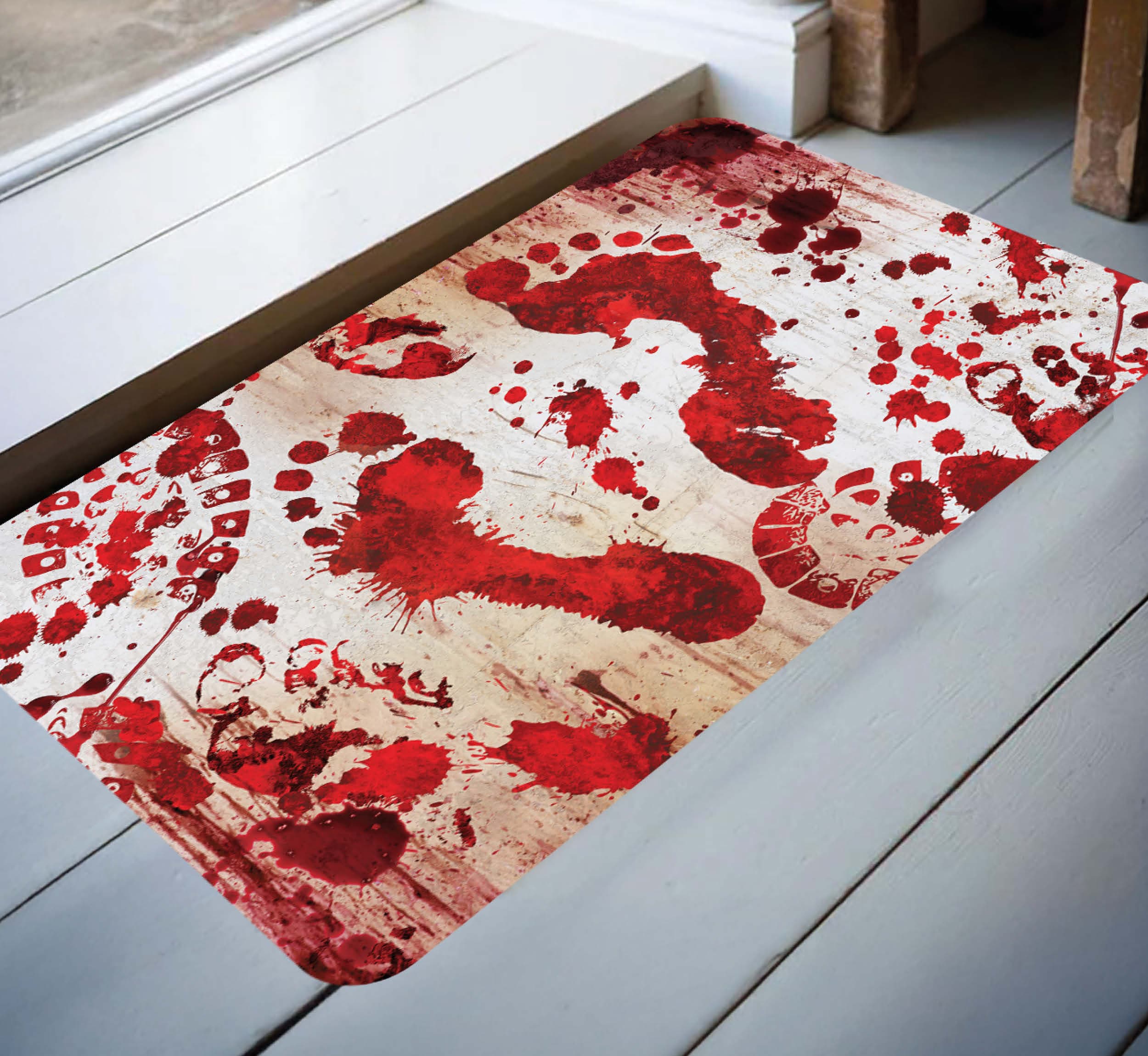 Dørmåtte med blodige fodspor, 60 × 40 cm