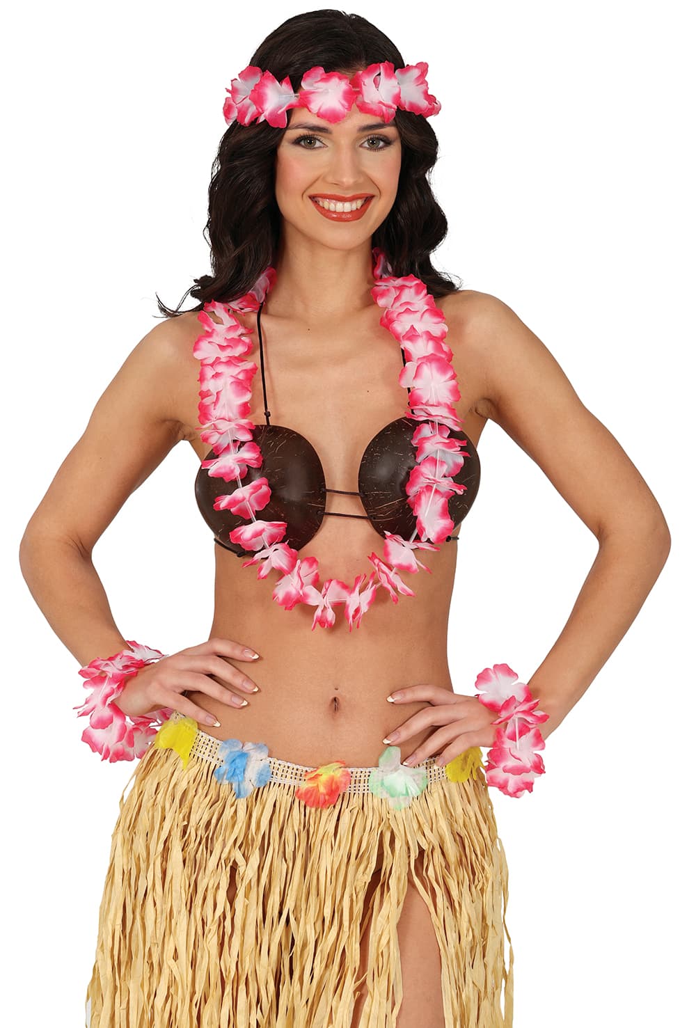 Rødt Hawaii-sæt med 4 dele, til voksne