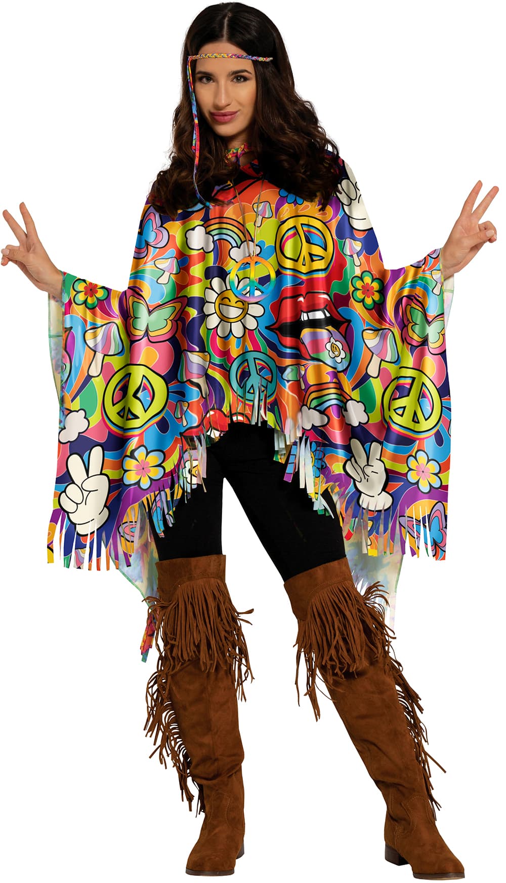 Peace-hippieponcho, til voksne