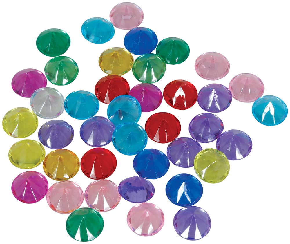 Pose med 50 farverige smykkesten, 1,50 cm