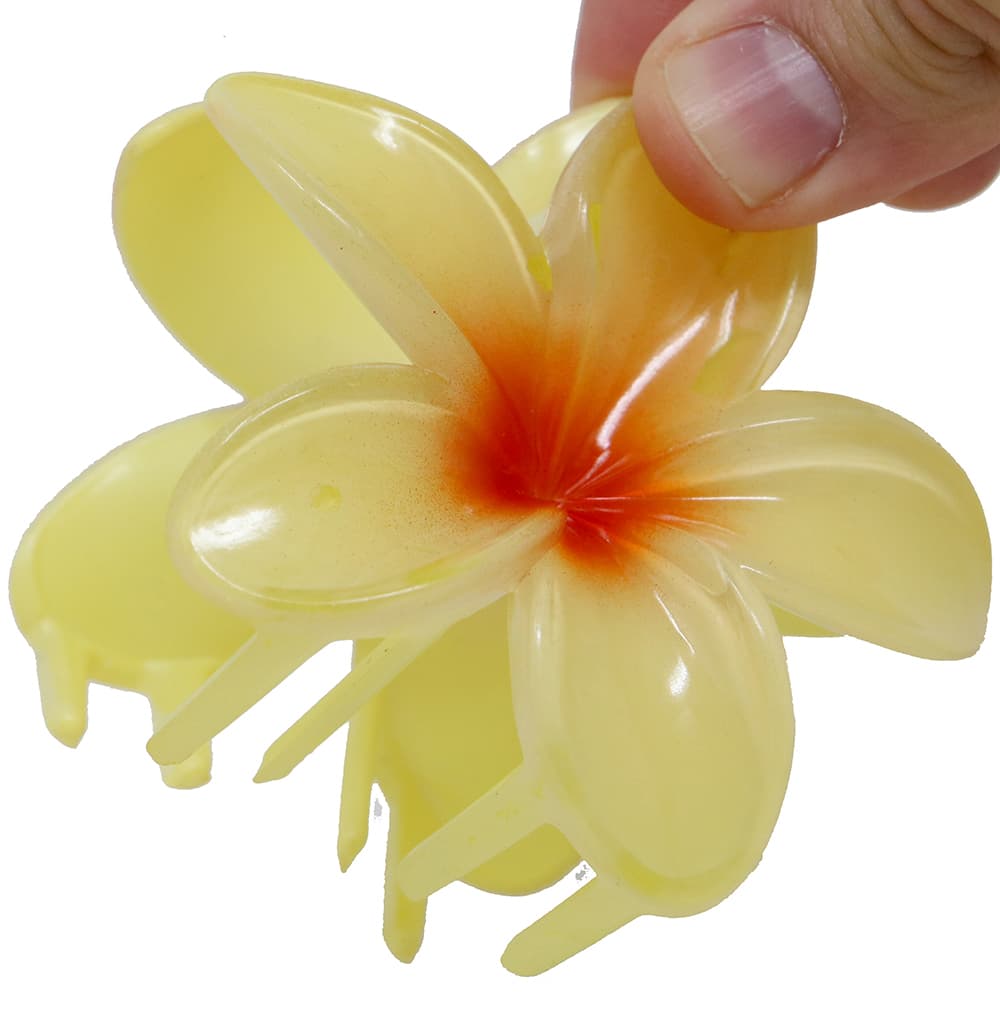 Hårspænde med gul blomst, 8 cm, PVC