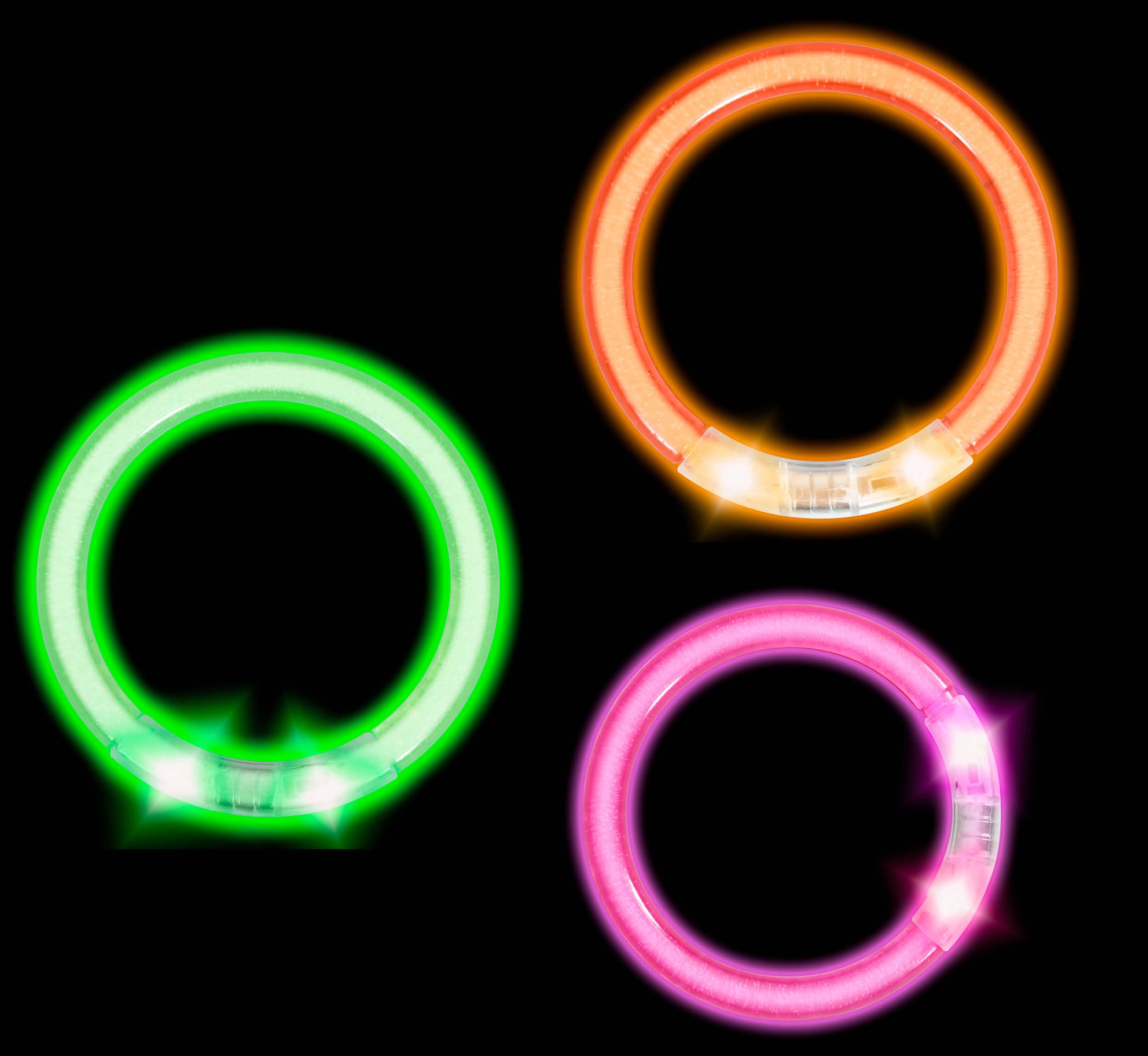 Pose med 4 assorterede LED-armbånd, 8 cm