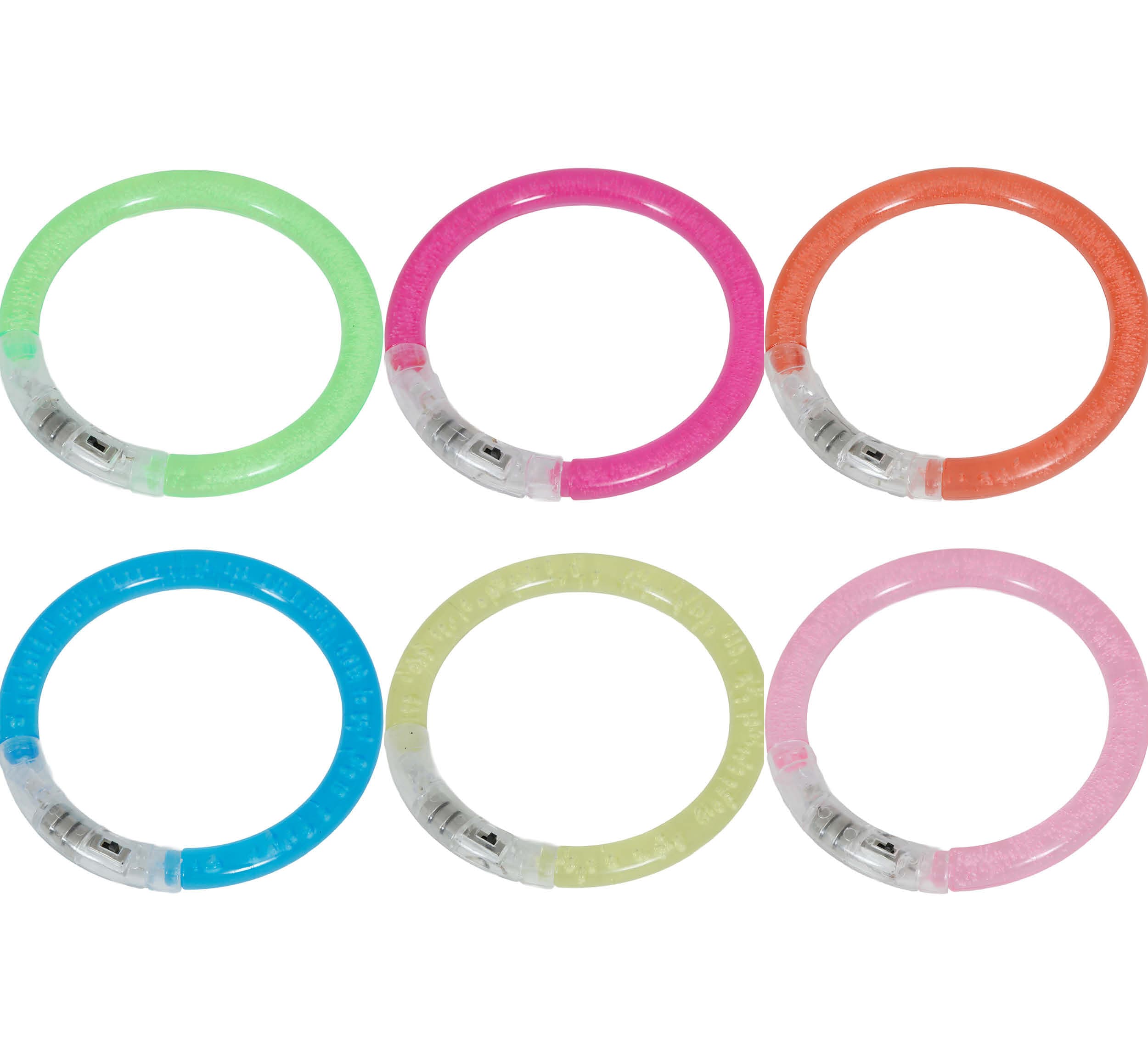 Pose med 4 assorterede LED-armbånd, 8 cm
