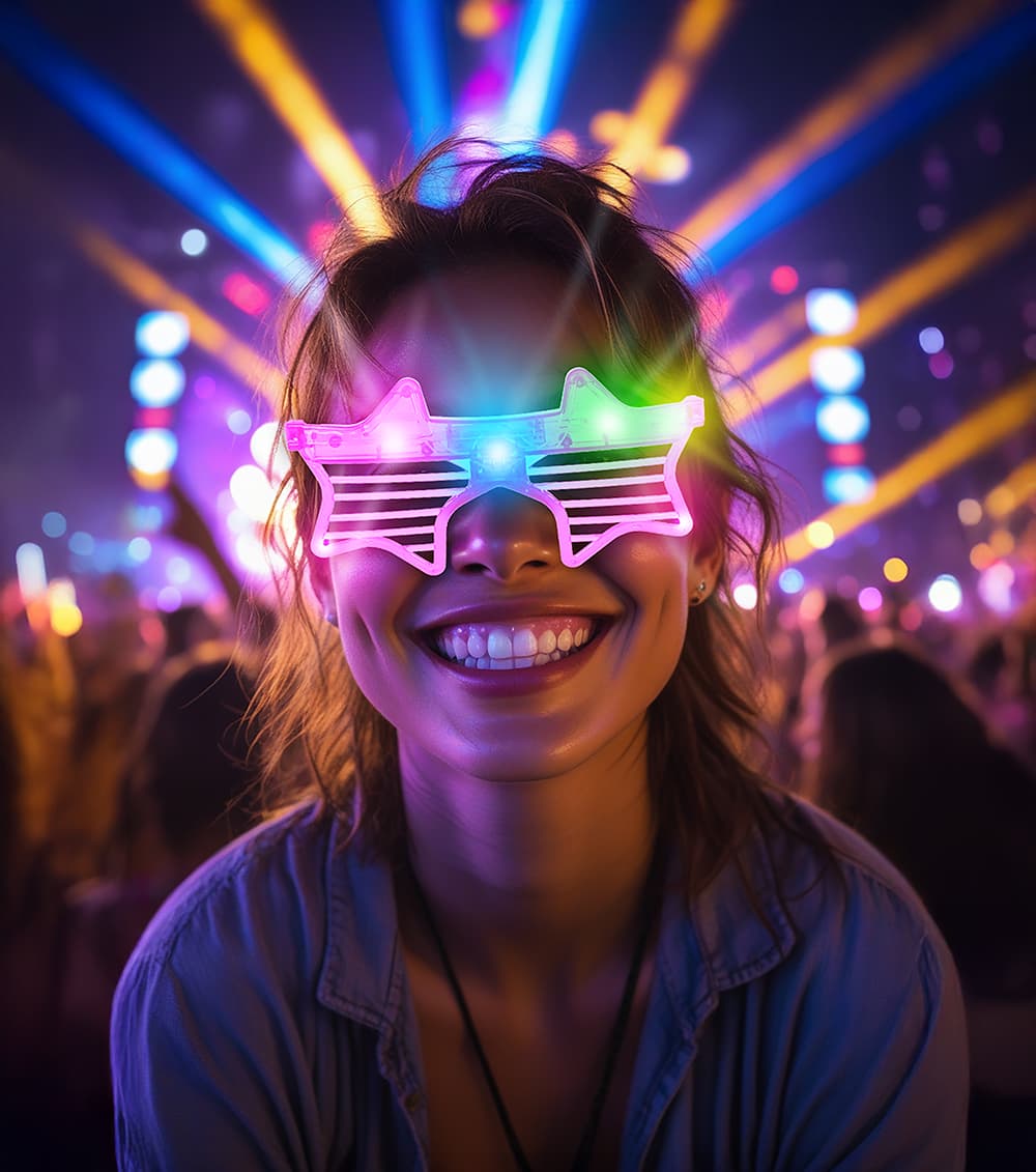 LED-stjernebriller, assorterede