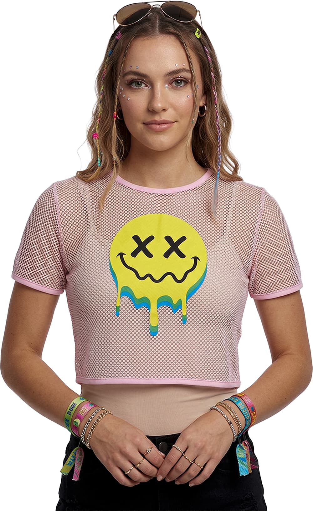 Acid-T-shirt i mesh til damer