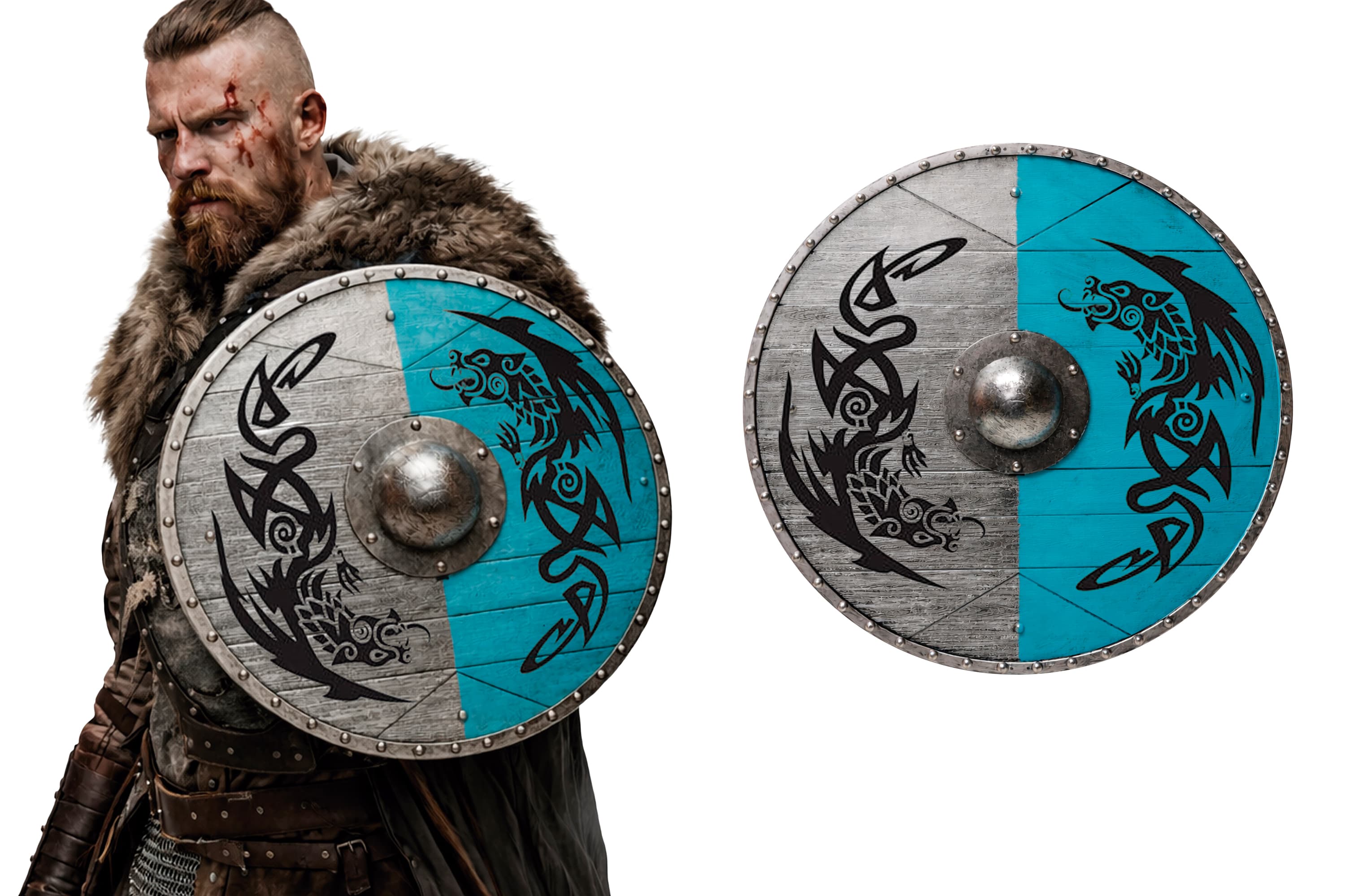 Rundt vikingeskjold i PVC, 40 cm