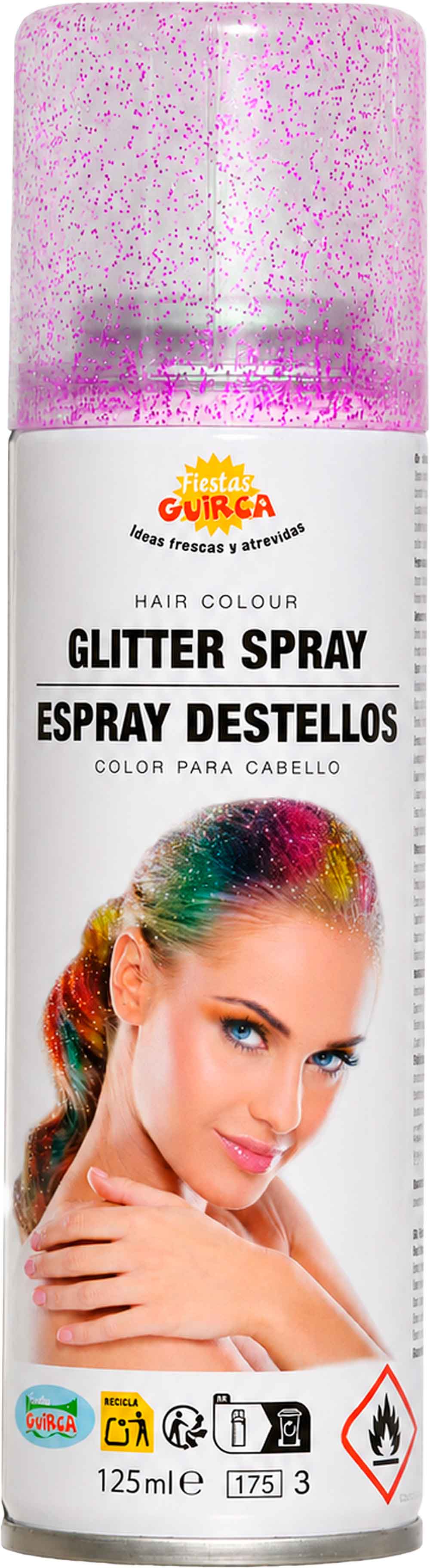 Glitrende fuchsiafarvet hårspray 125 ml