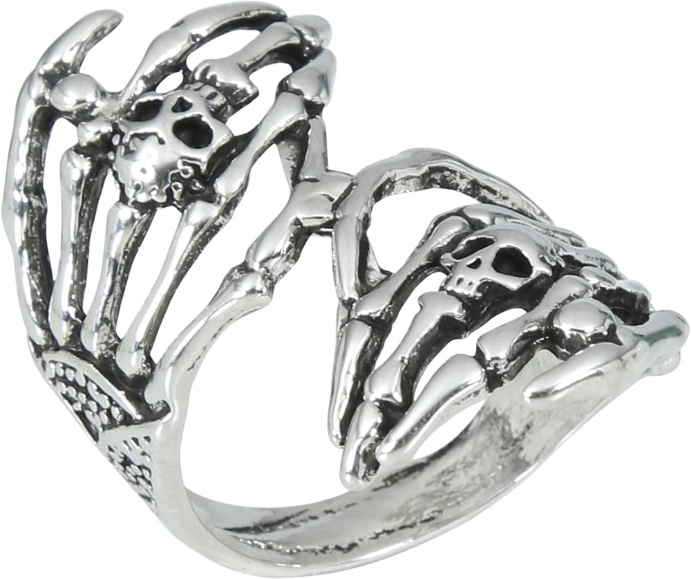 Ring med skelethånd, metal