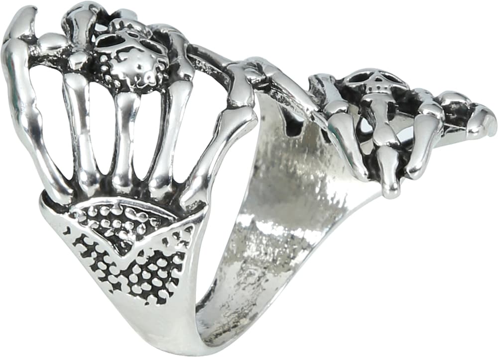 Ring med skelethånd, metal