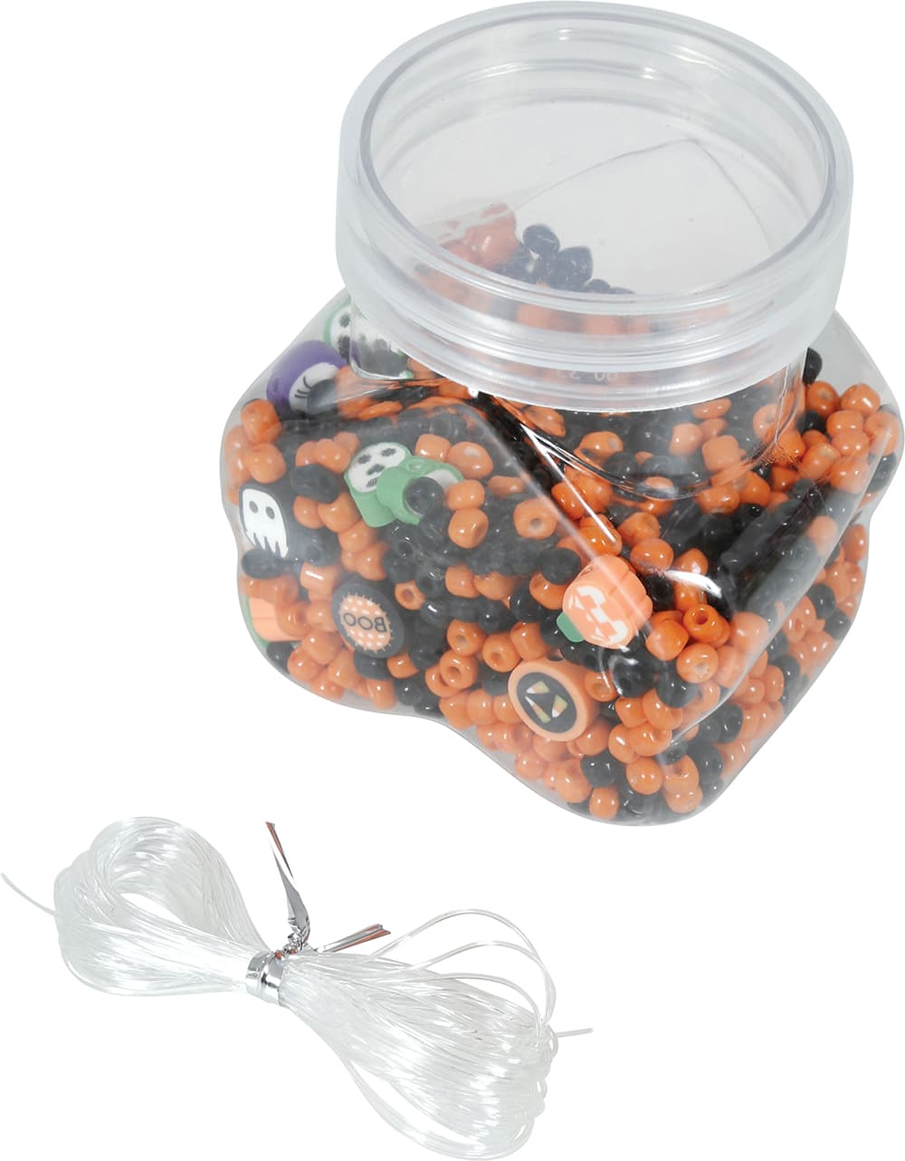 Krukke med 1300 dele til halloweenarmbånd, DIY