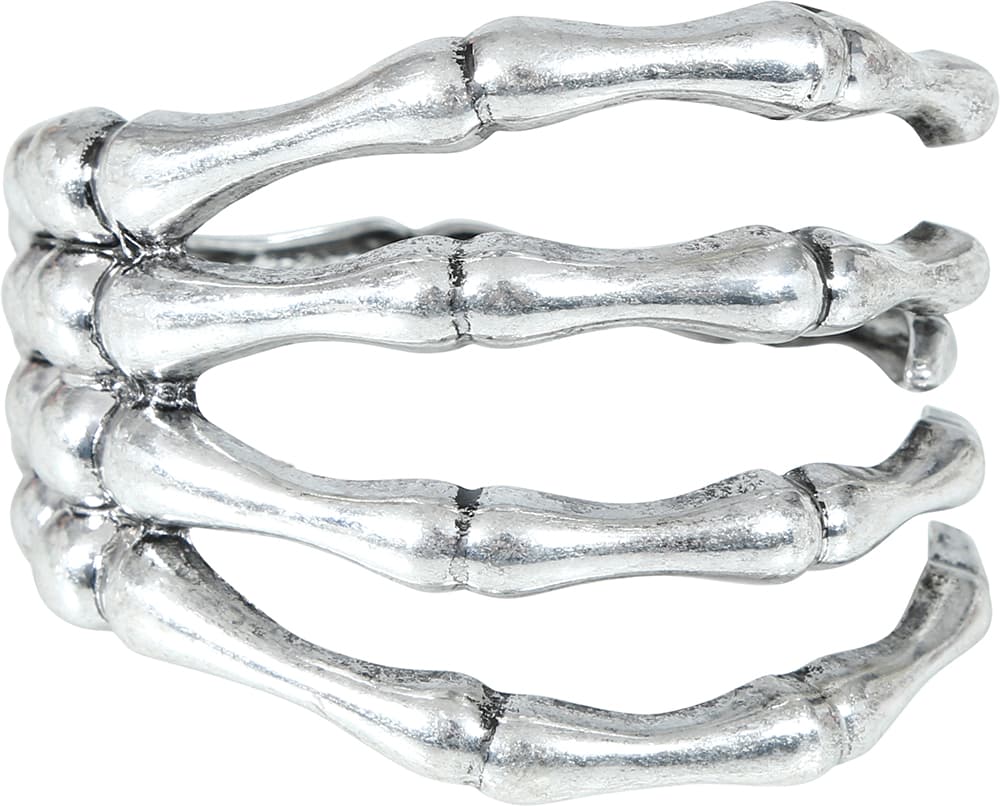 Skeletarmbånd, metallisk, sølvfarvet