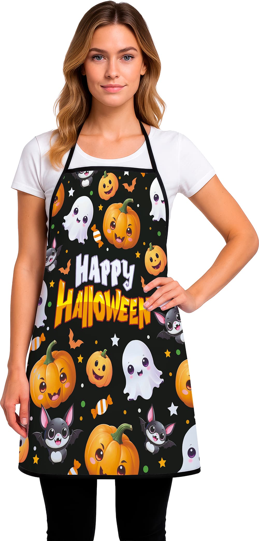 Forklæde "Happy Halloween" til voksne