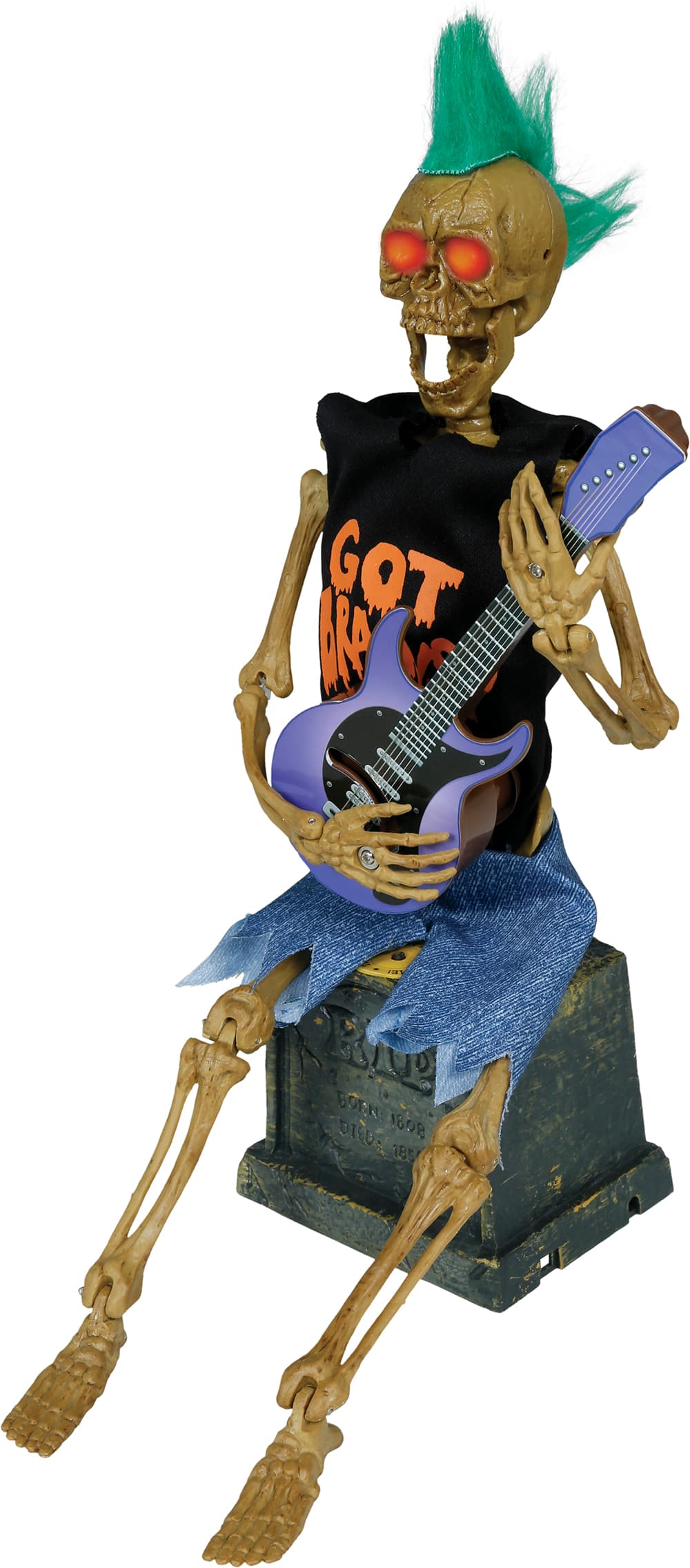 Halloween-rockerskelet med bevægelse, lys og lyd, 30 cm