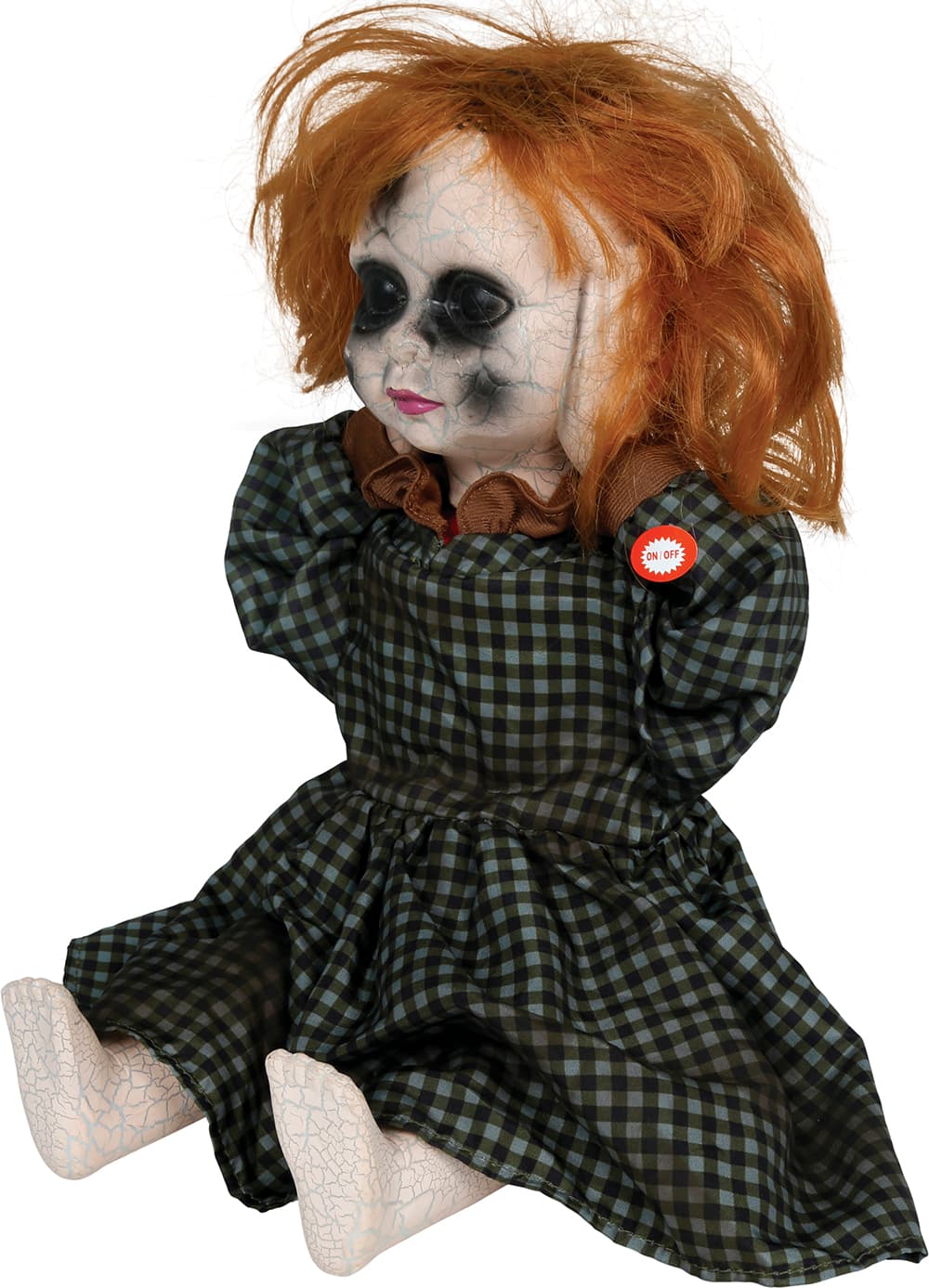 Skrækdukke til halloween med lyd og bevægelse, 40 cm