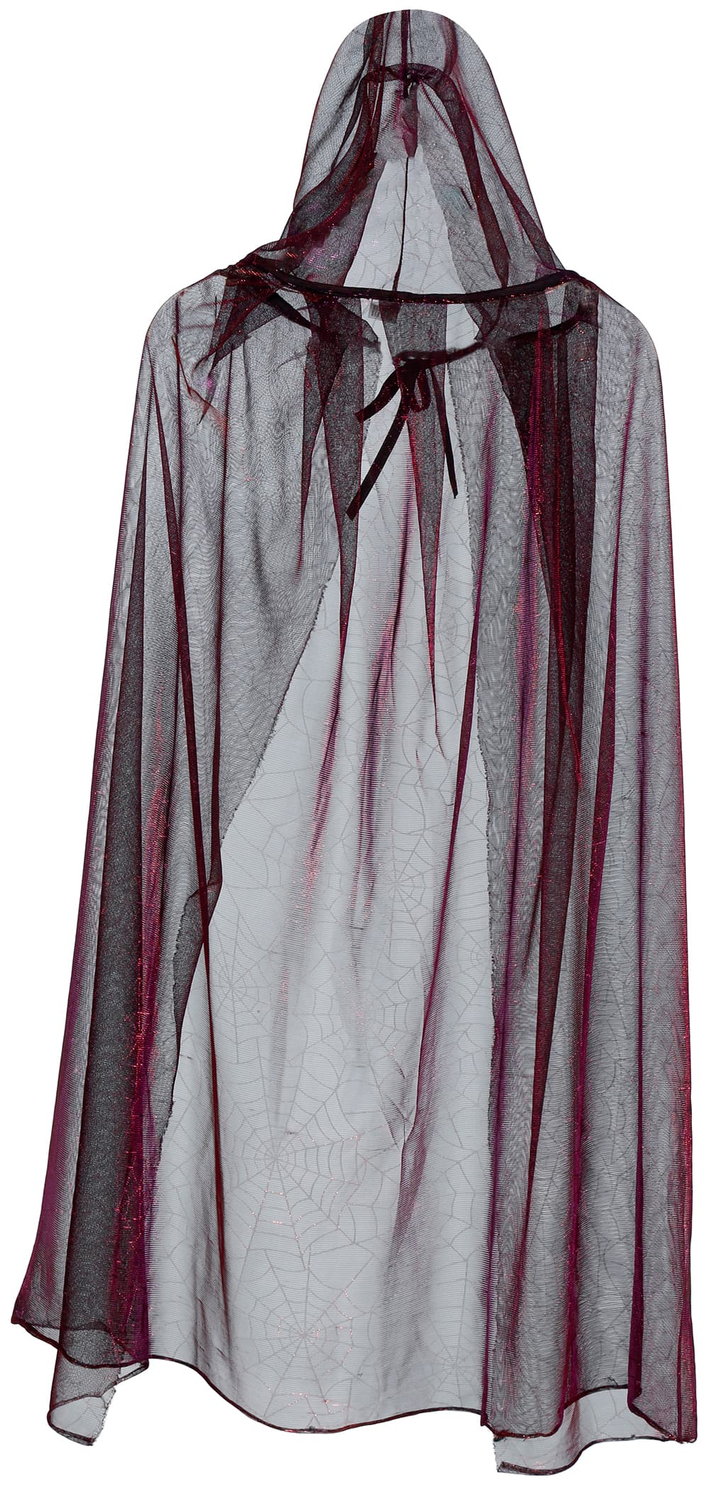 Gennemsigtig skinnende kappe, rød, 130 cm