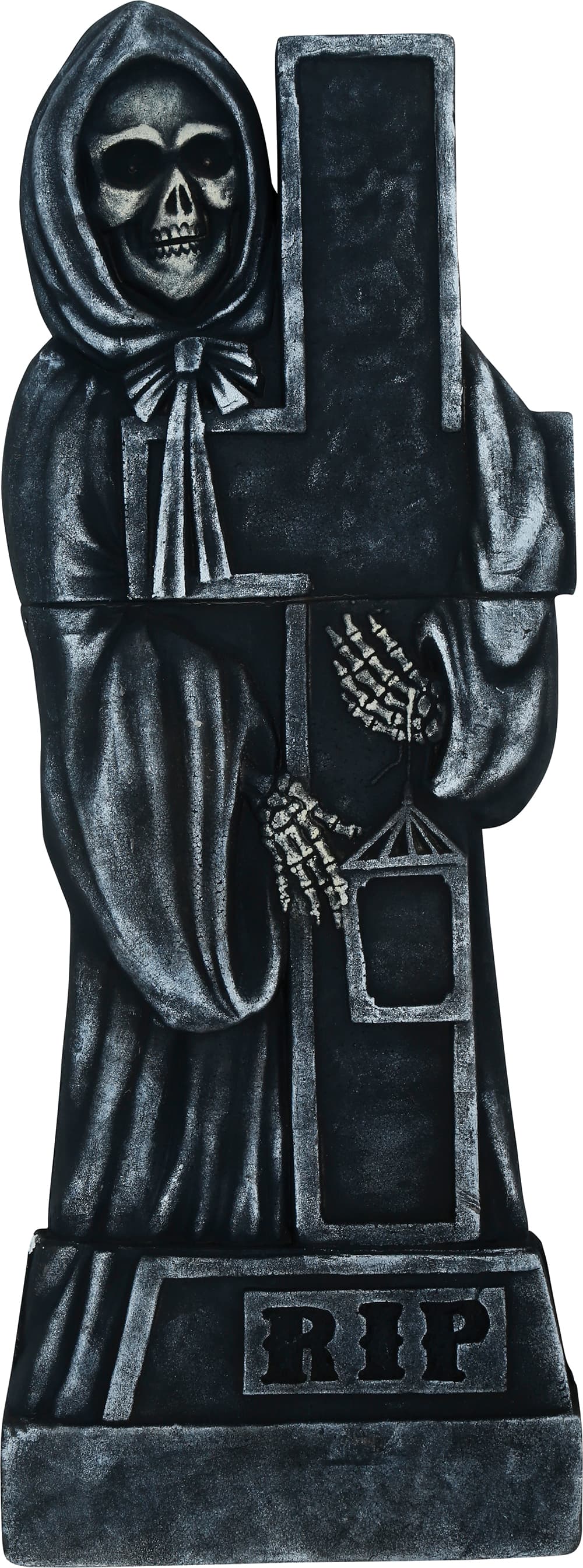 Korsgravsten med skelet og lys, 120 × 45 cm