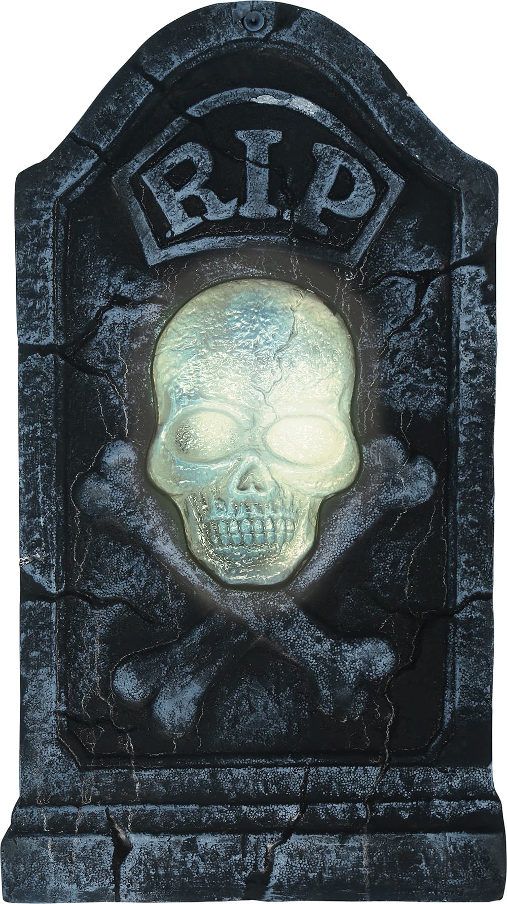 Piratgravsten med kranie, lys og lyd, PVC, 90 × 5