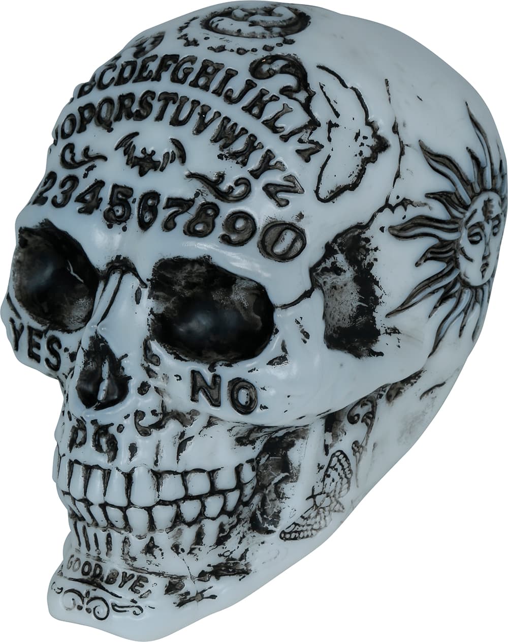 Dekoreret Ouija-kranie med lys, PVC, 20 cm