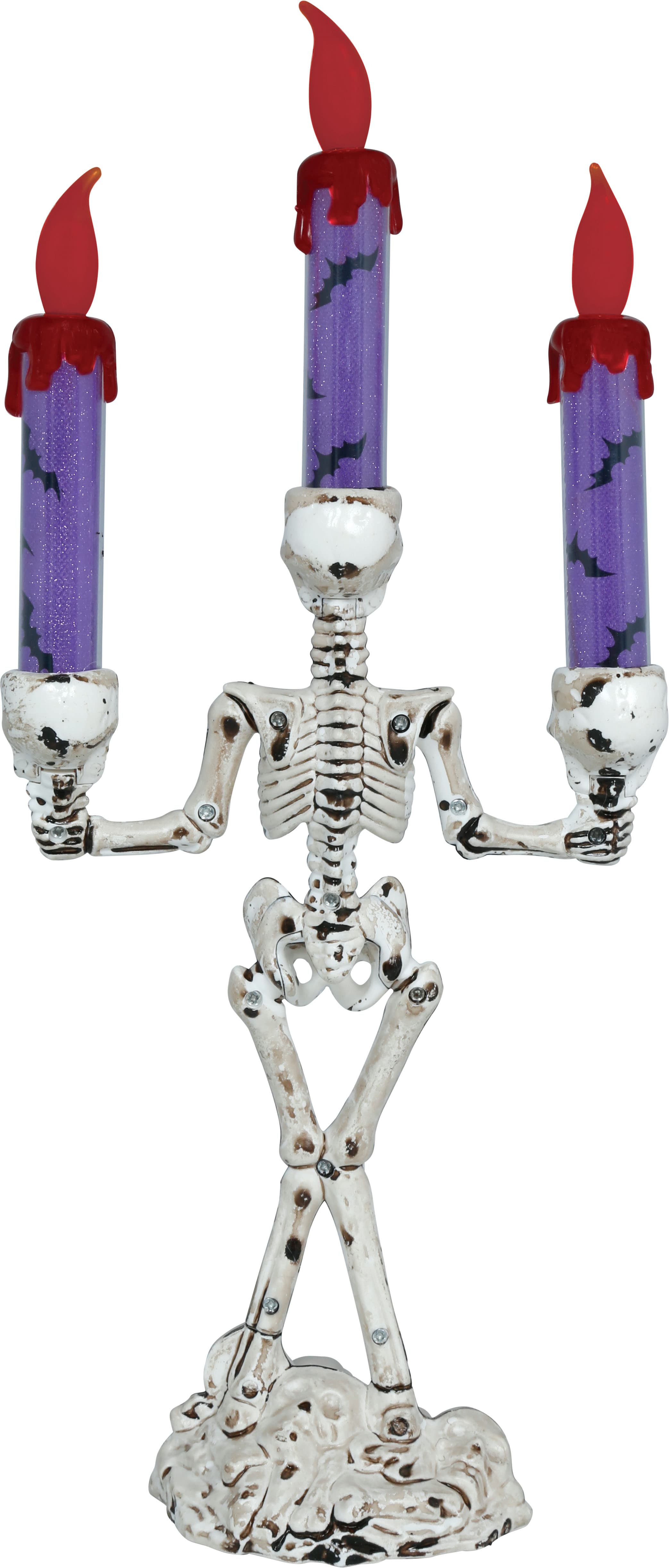 Assorteret skelet-kandelaber med lys, PVC, 35 cm