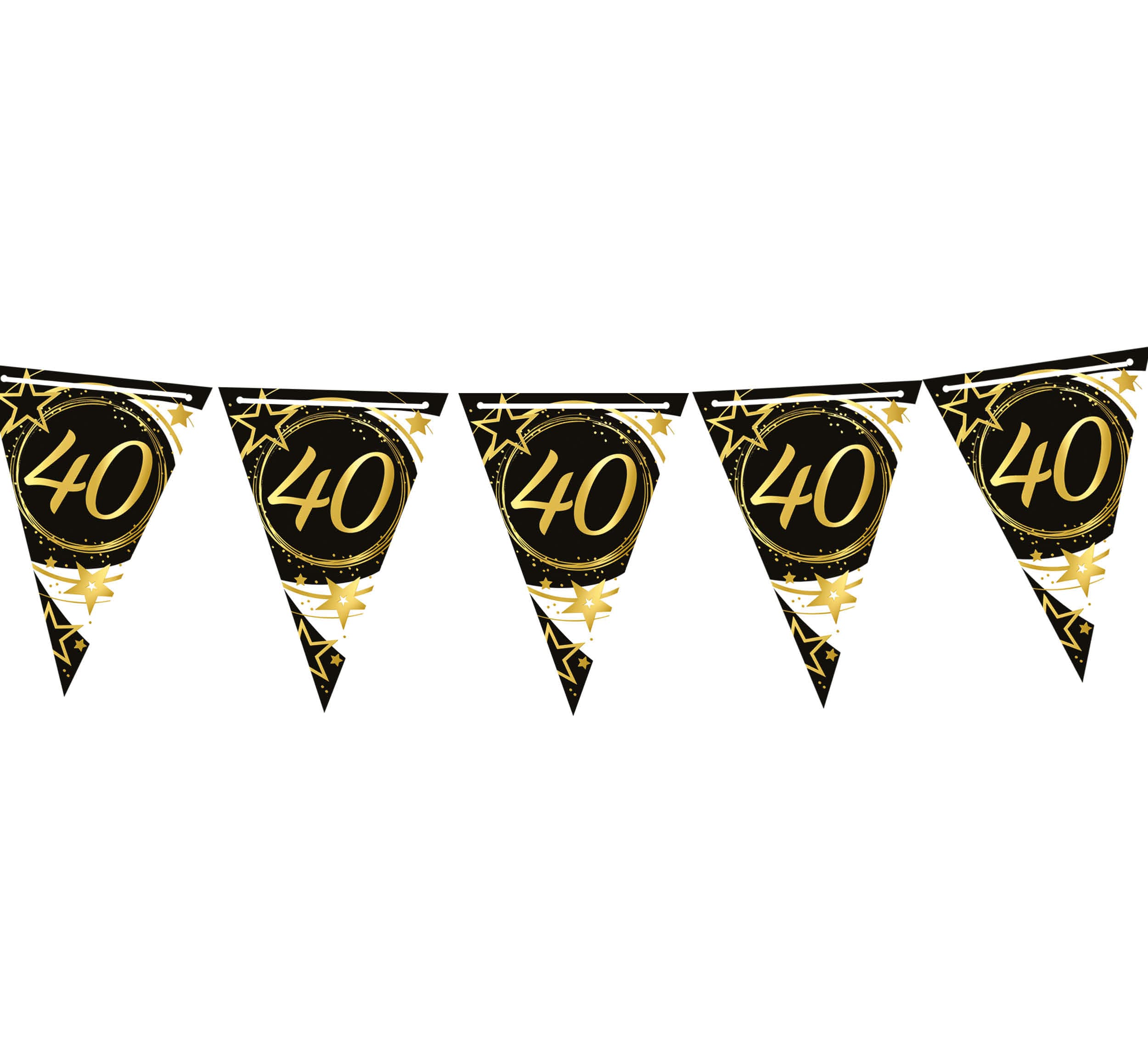 Vimpelguirlande 40 år 300 cm, 19 × 27 cm, papir