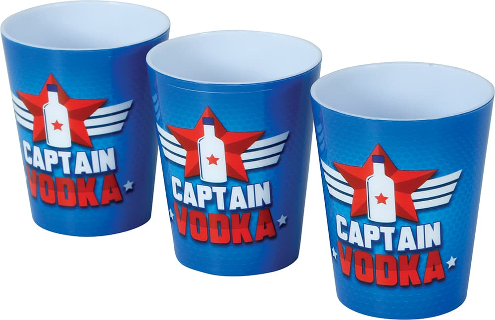 3 Captain Vodka-shotglas, 5 × 6 cm