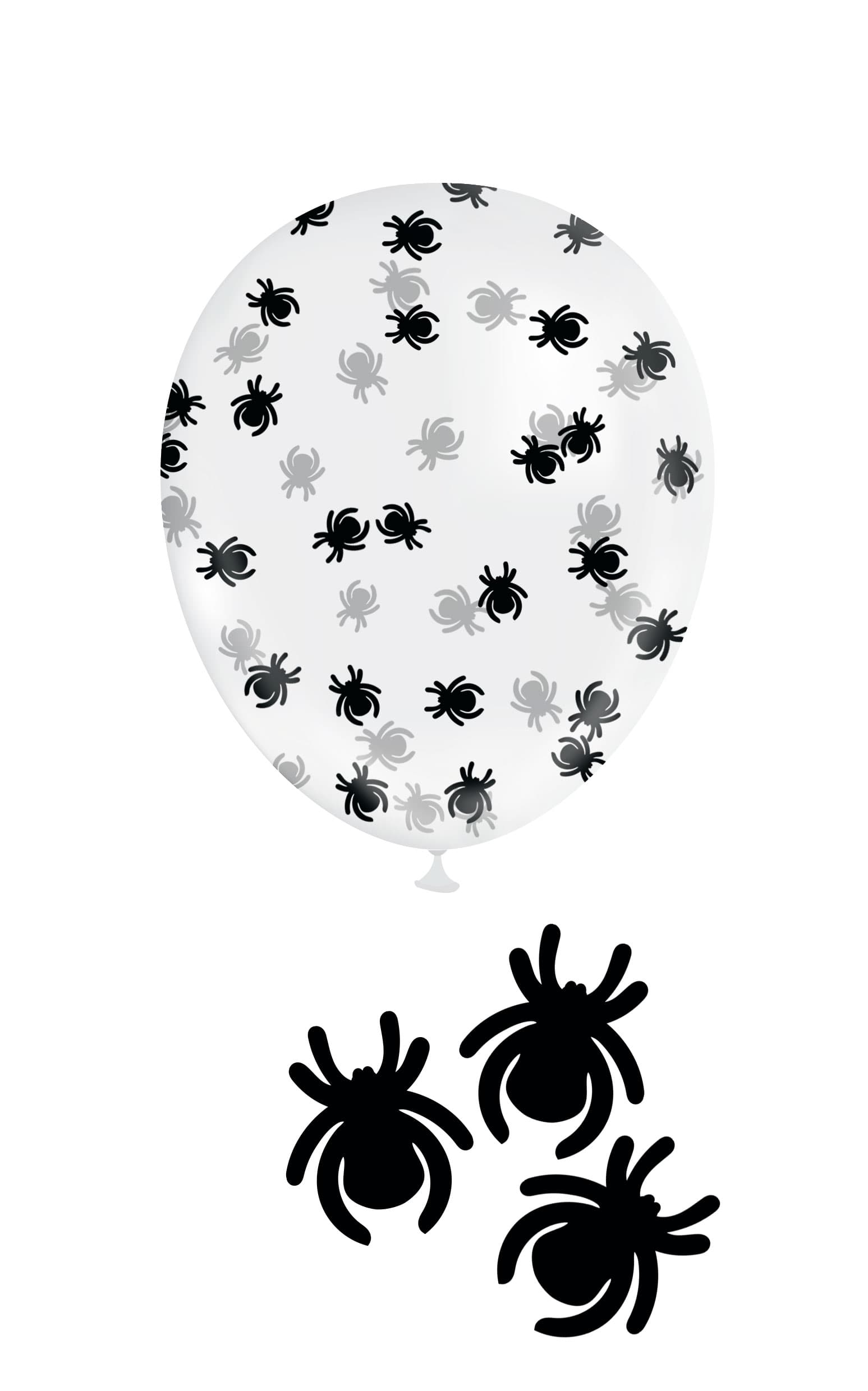 Pose med 10 balloner med edderkoppekonfetti, latex, 30 cm