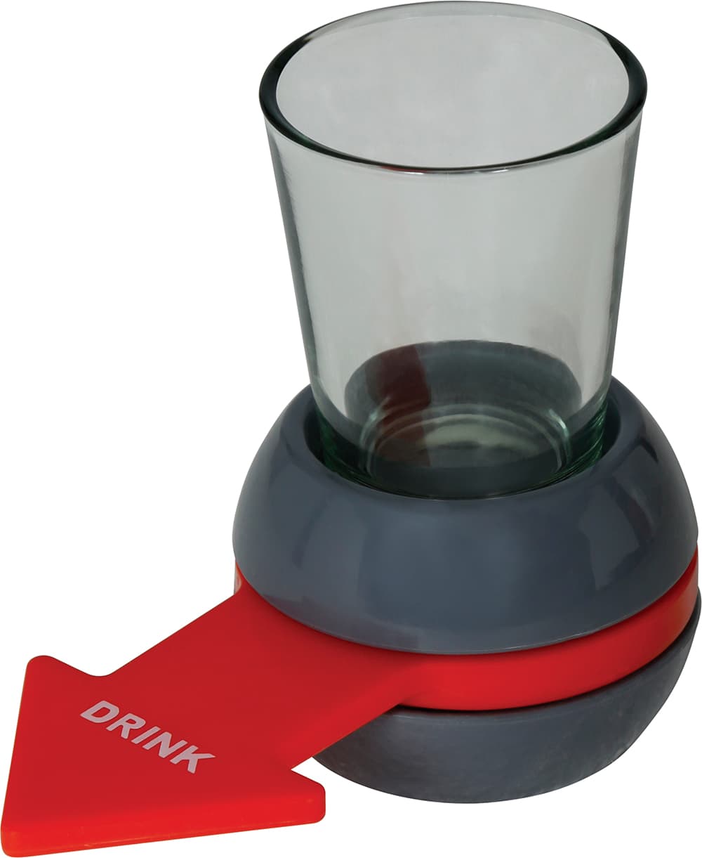 Drikkespil med roterende pil og shotglas 10 cm