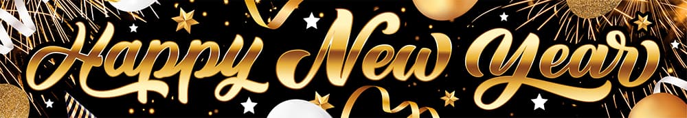 Skilt "Happy New Year" i stof, 290 × 50 cm