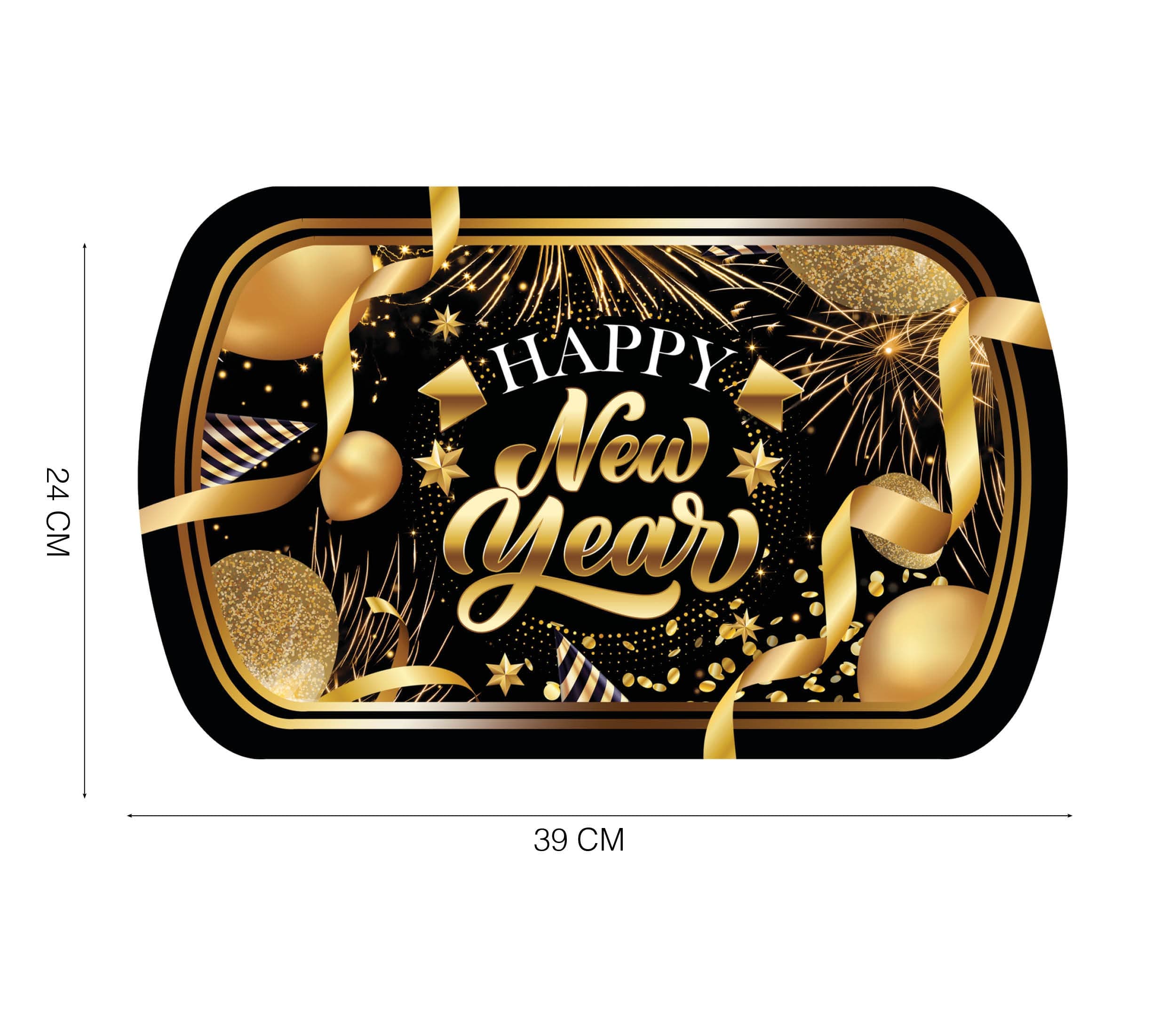 Bakke "Happy New Year", 39 × 24 cm, plast
