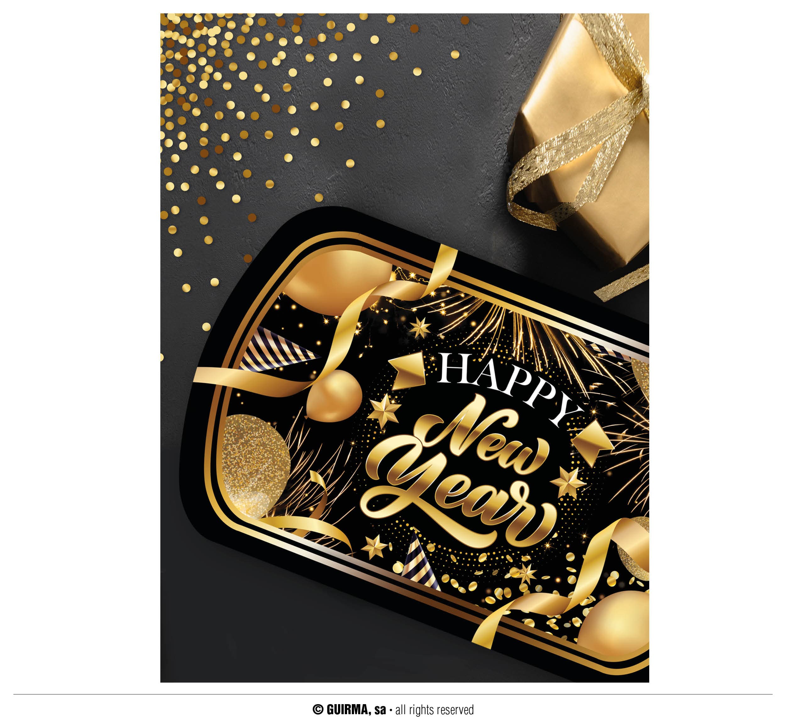 Bakke "Happy New Year", 39 × 24 cm, plast
