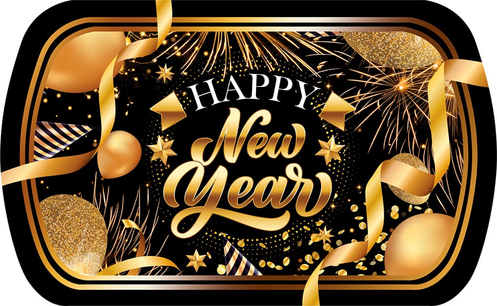 Bakke "Happy New Year", 39 × 24 cm, plast