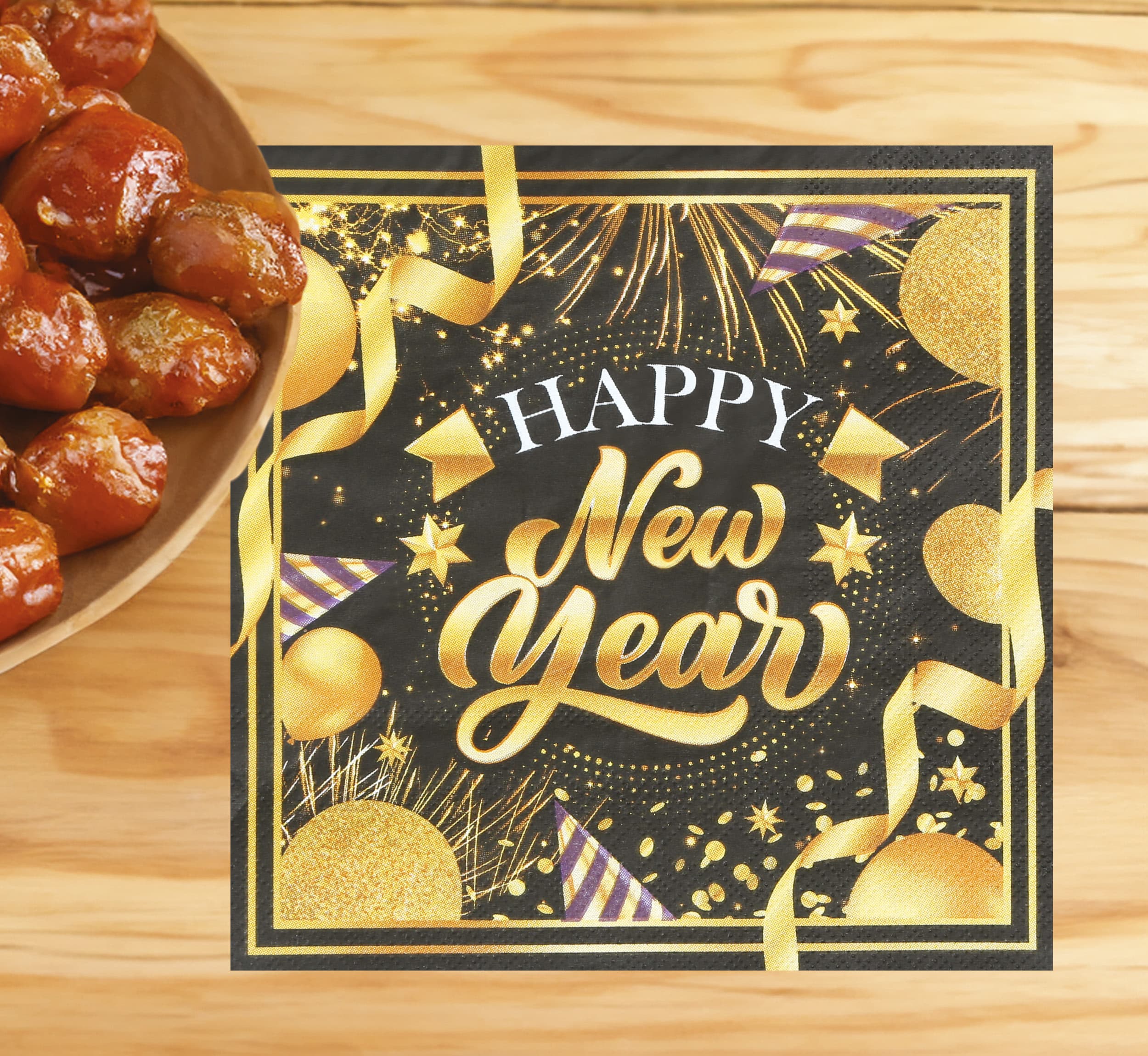Pose med 20 servietter "Happy New Year", 16 × 16 cm