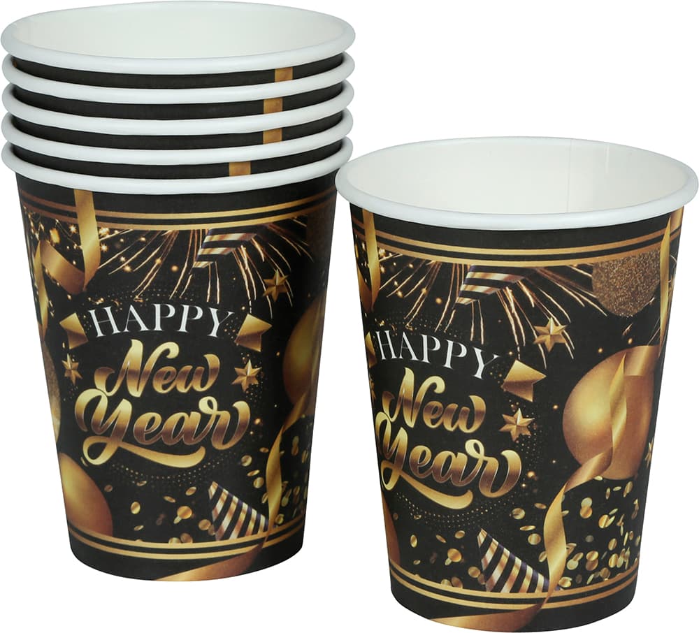 Pose med 6 bægre "Happy New Year", 240 ml, 9 cm