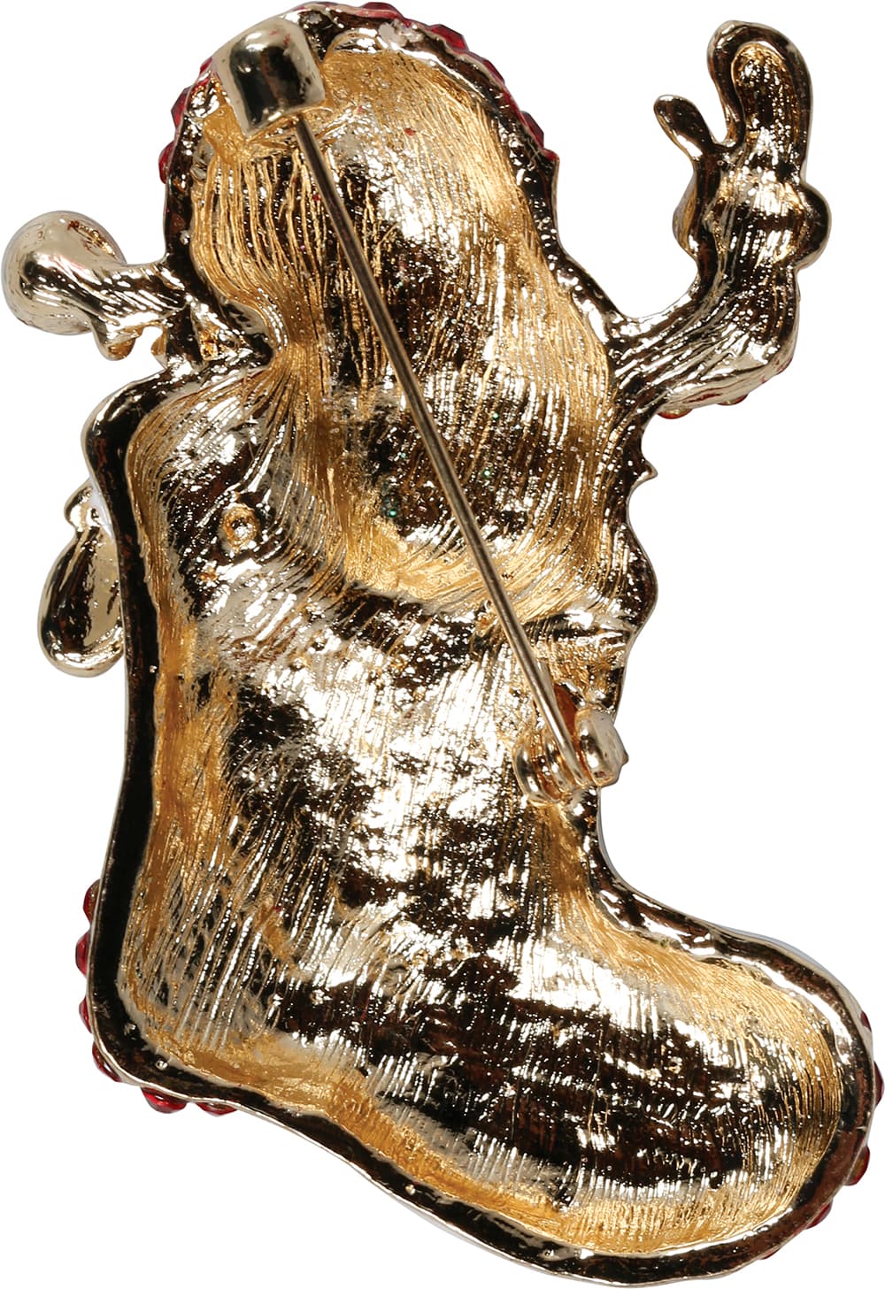 Broche med julestøvle, metal, 6 cm