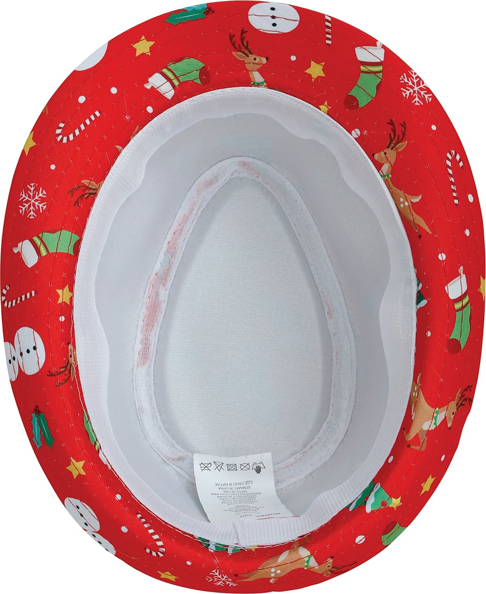 Rød gangsterhat med juleprint