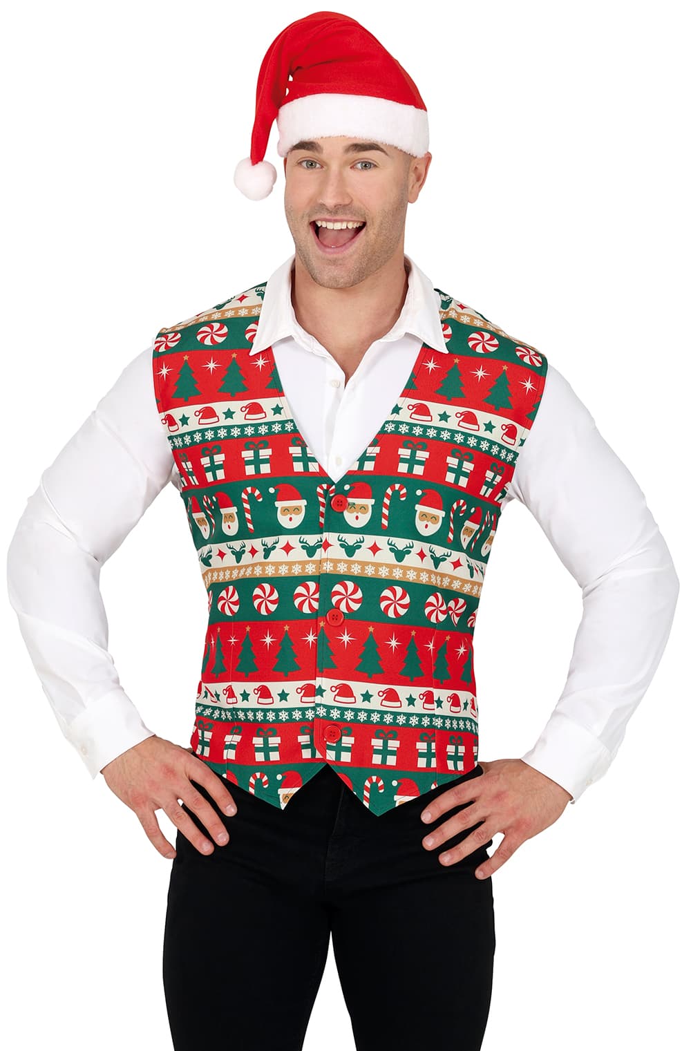Julevest med slikstokke