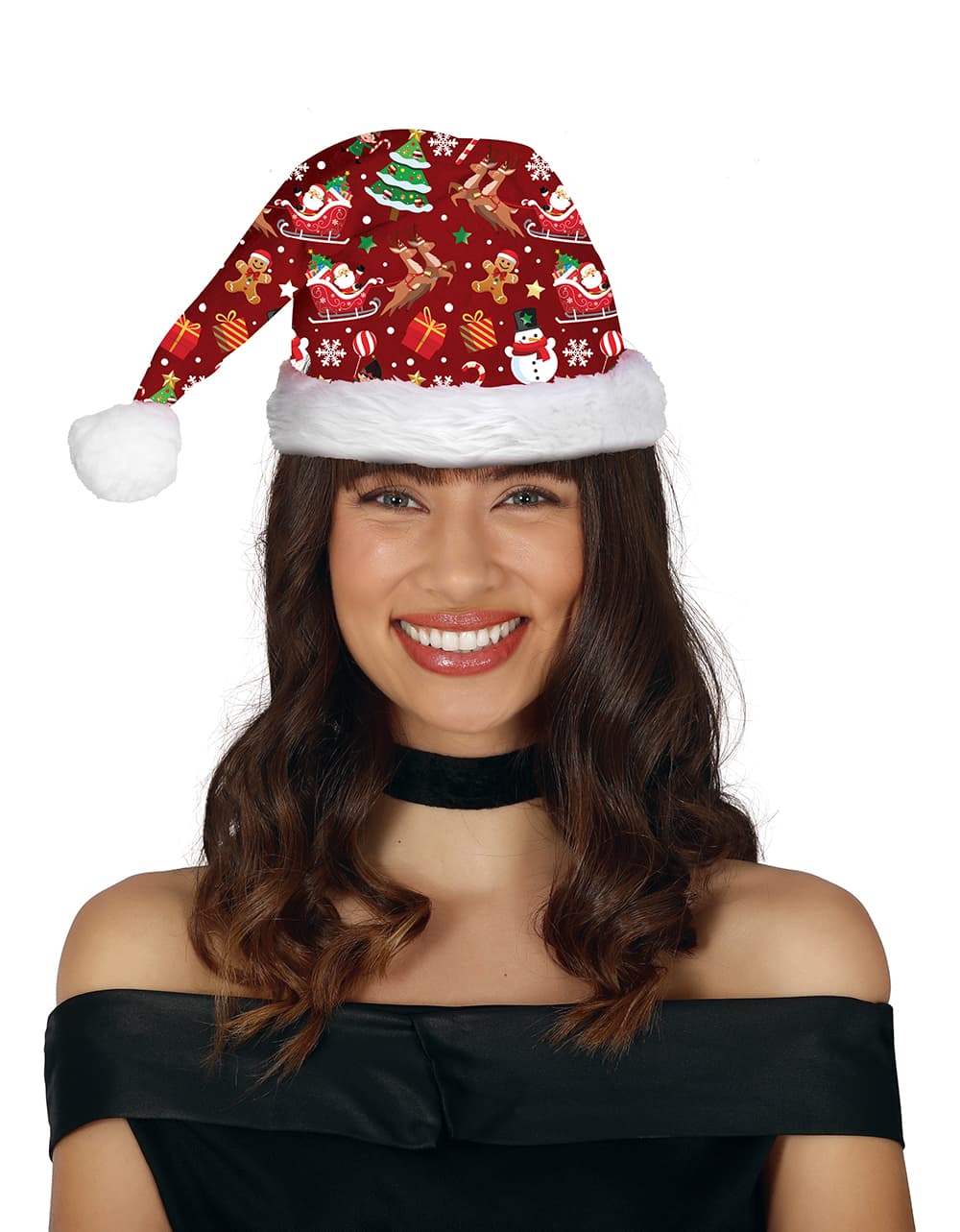 Julehat med print, til voksne