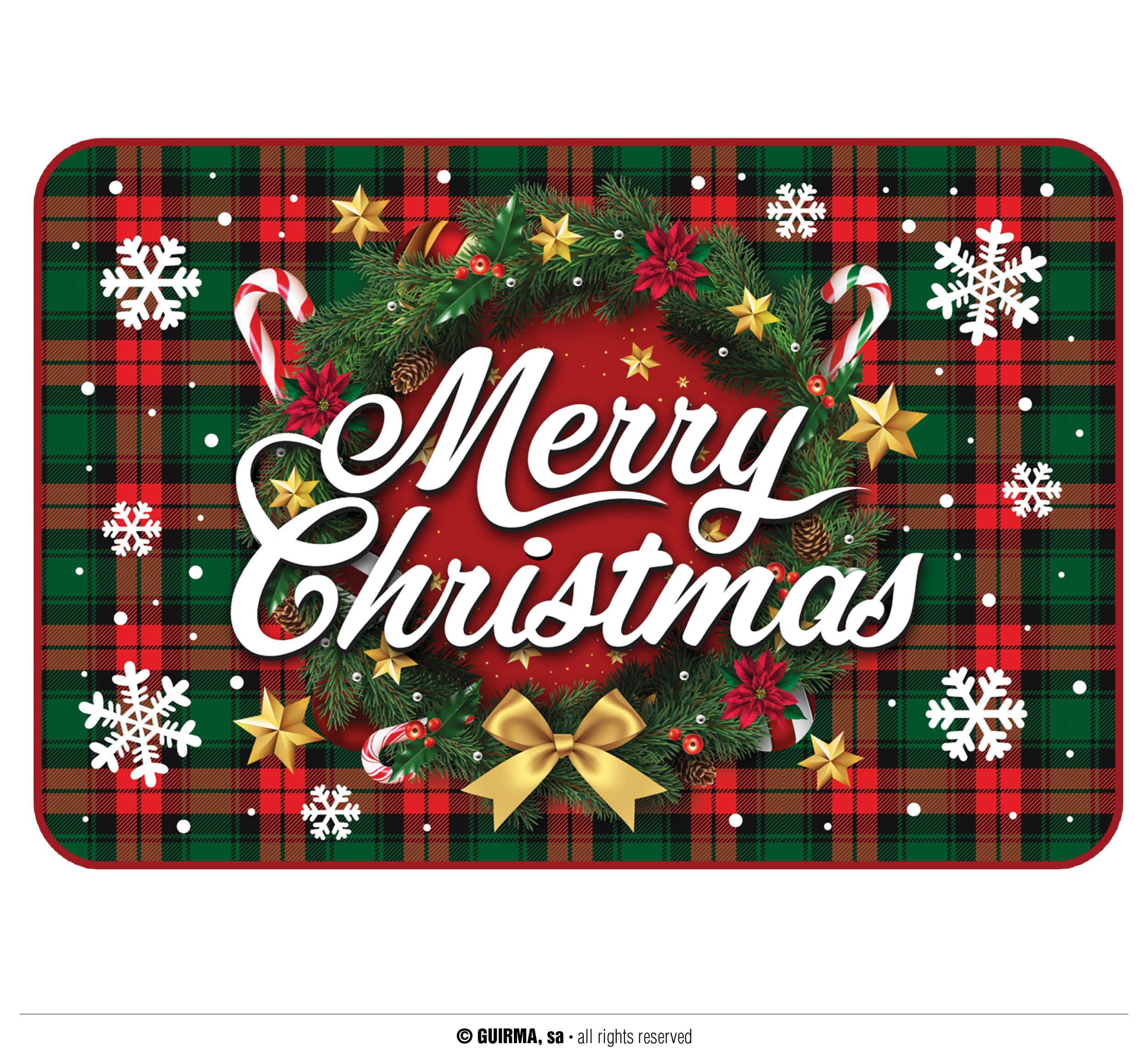 Juledørmåtte "Merry Christmas", 60 × 40 cm