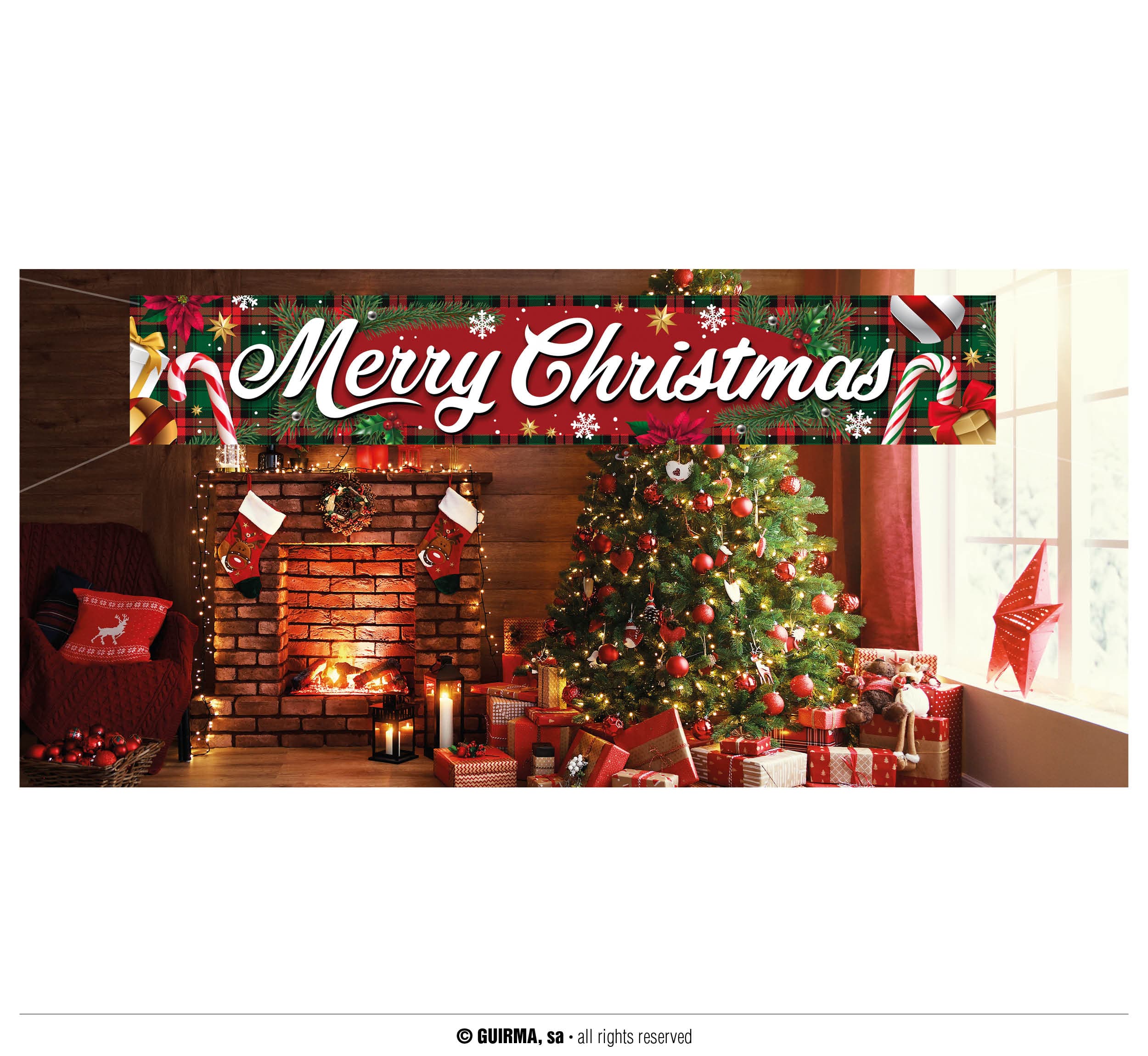 Stofbanner "Merry Christmas", 290 × 50 cm