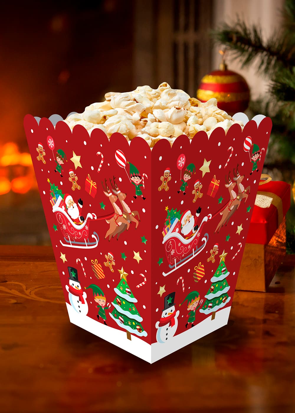 6 popcornæsker med slikstokke, 18 × 10,5 cm, pap