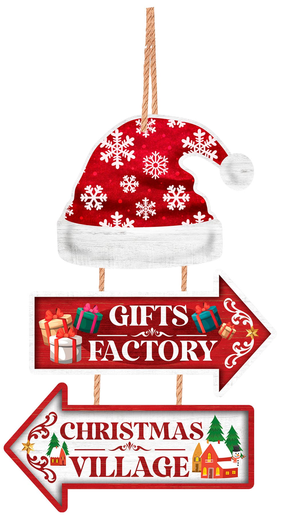 Juleskilt "Gifts Factory", 36 × 24 cm