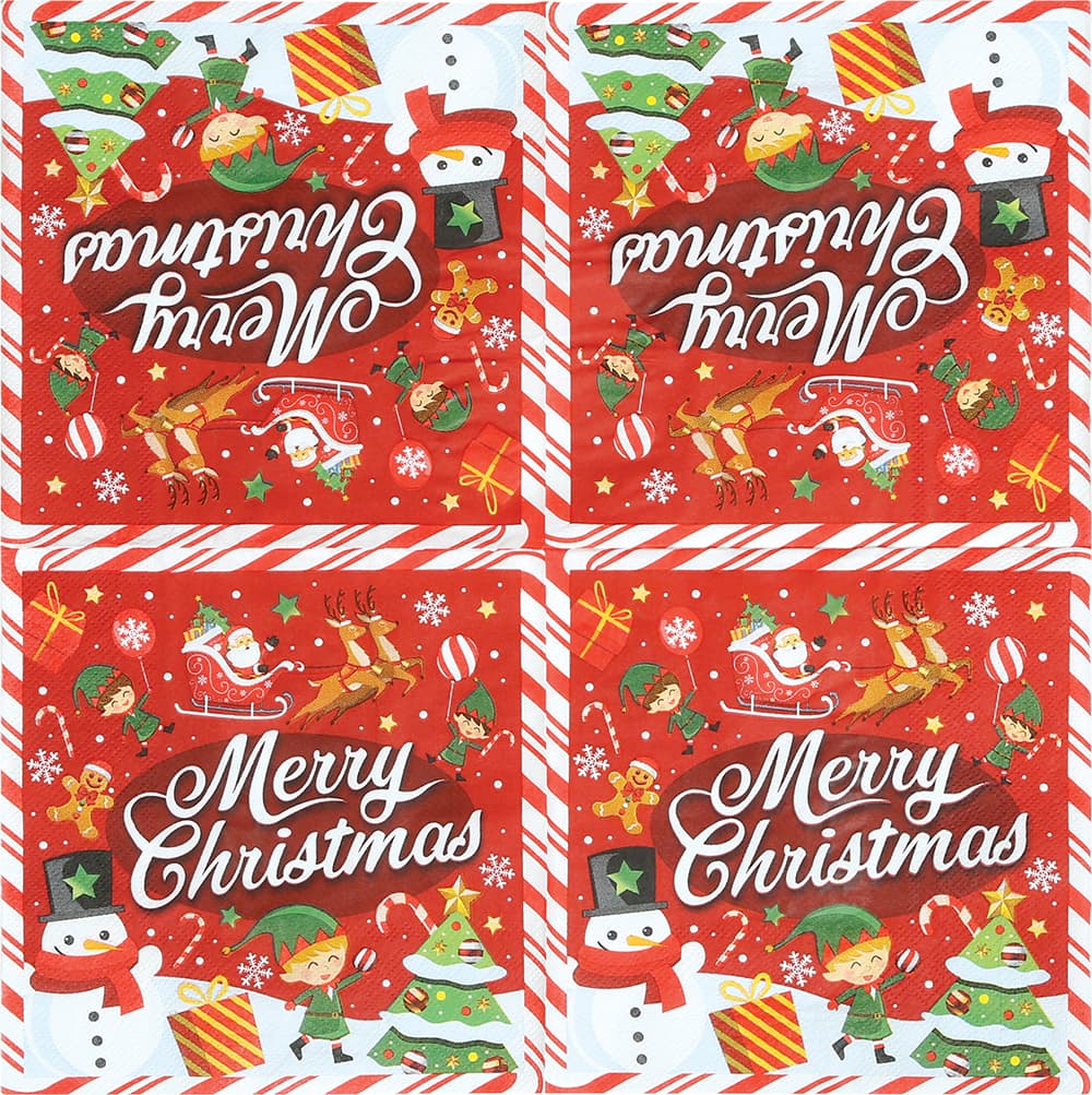 20 servietter "Merry Christmas", 16,5 × 16,5 cm