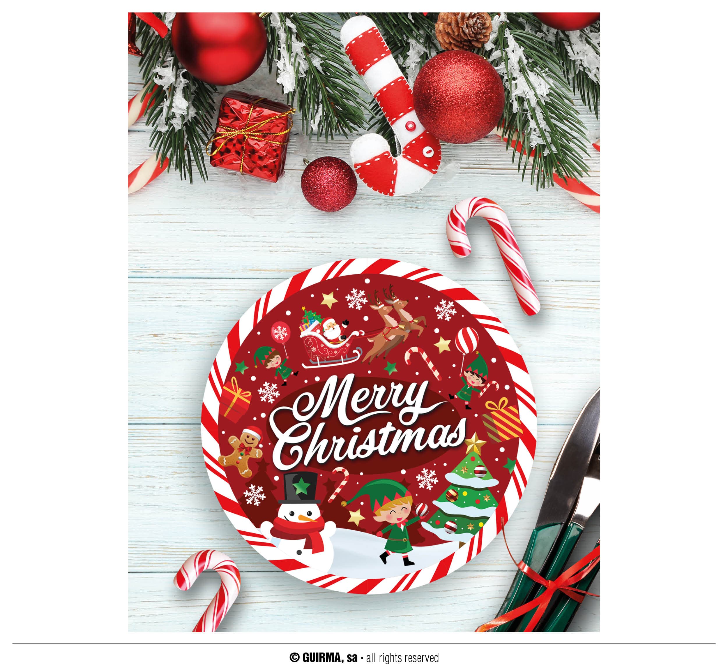 6 juletallerkener "Merry Christmas", 23 cm
