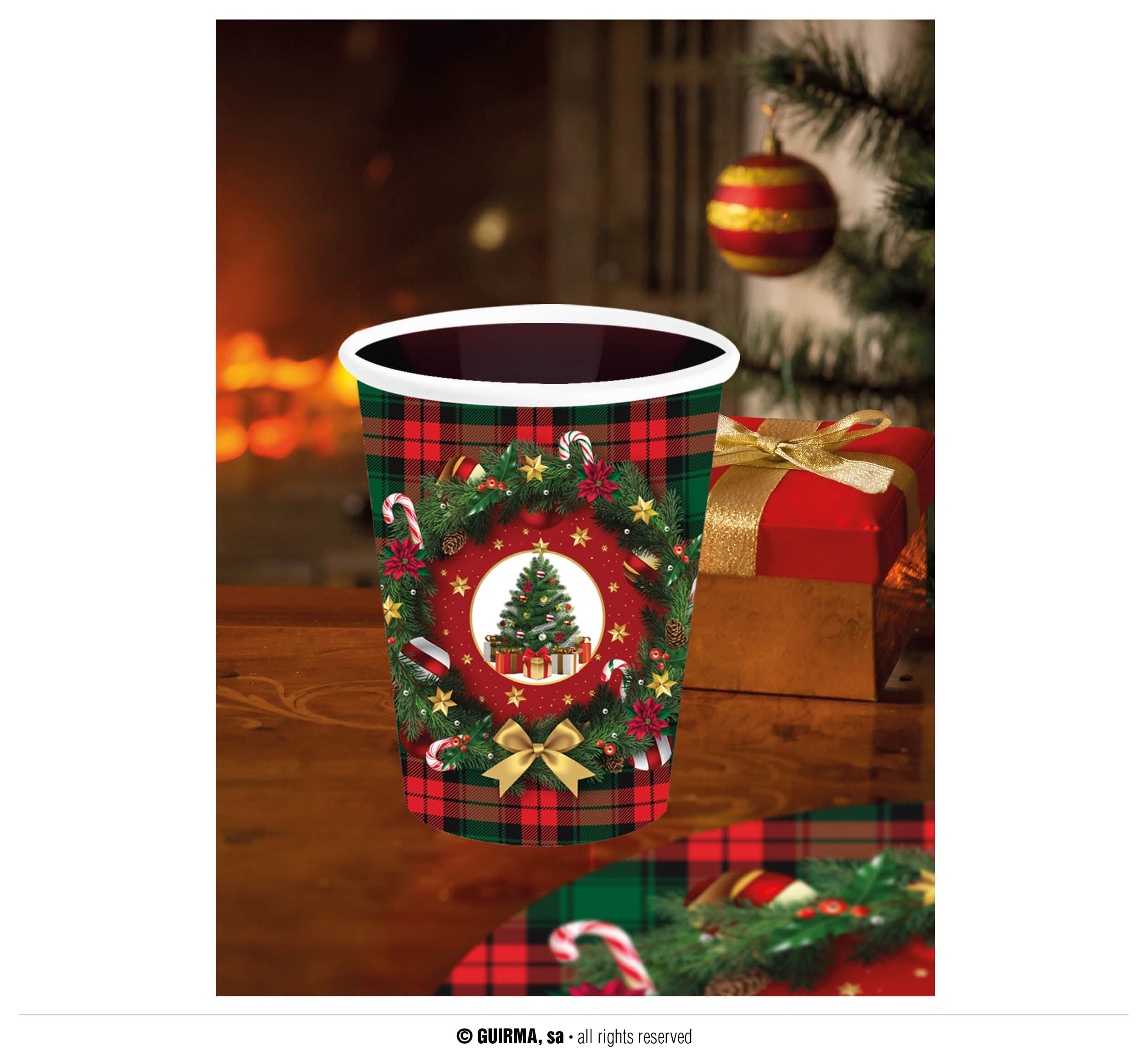 6 bægre med juletræ, 240 ml, 9 cm