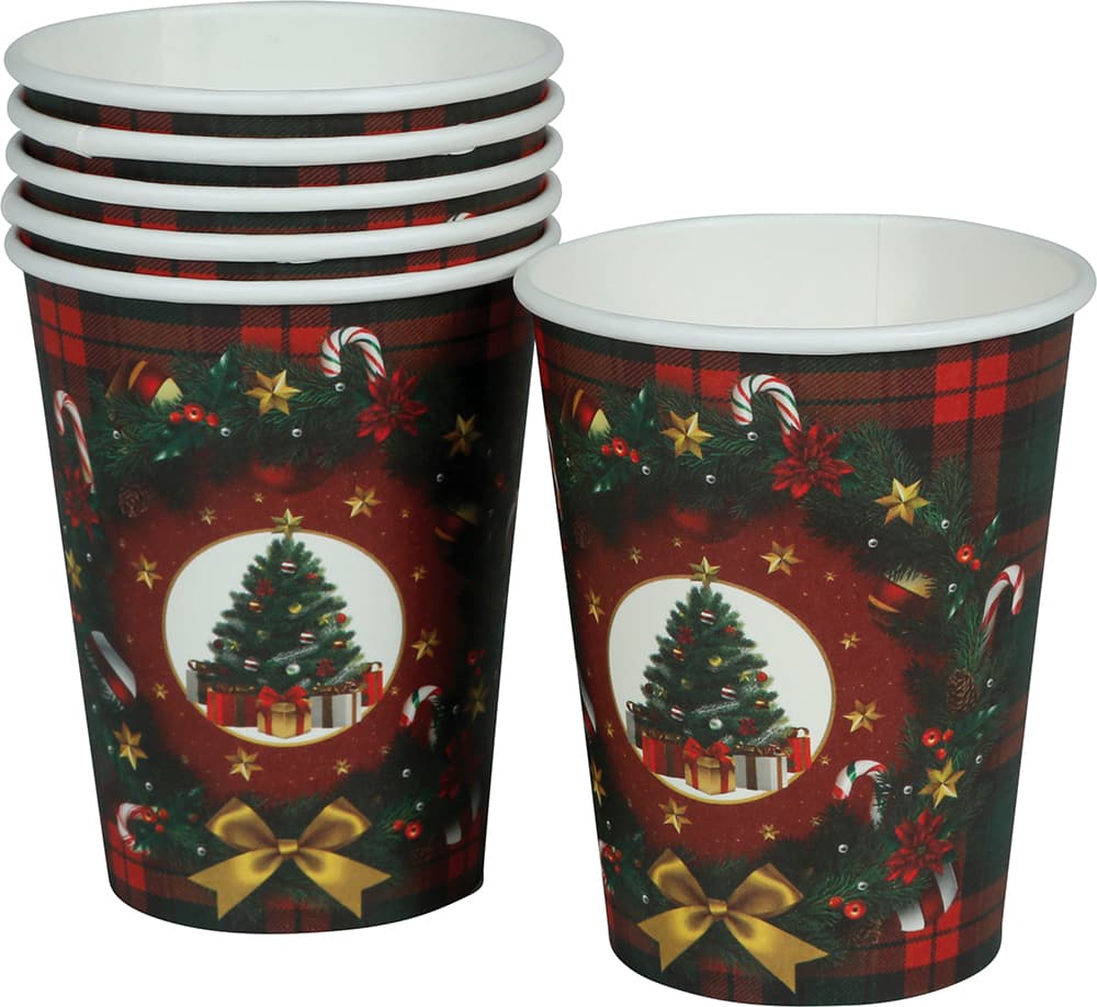 6 bægre med juletræ, 240 ml, 9 cm