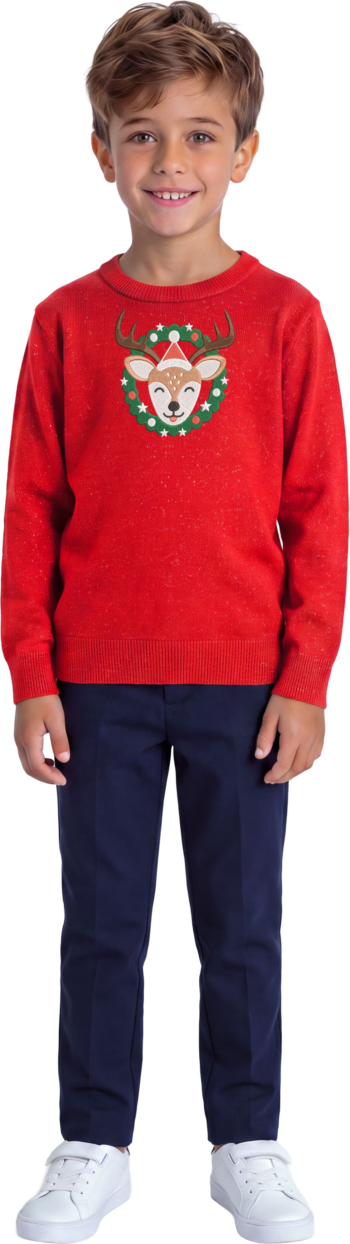 Julesweater med rensdyr i glitter til børn