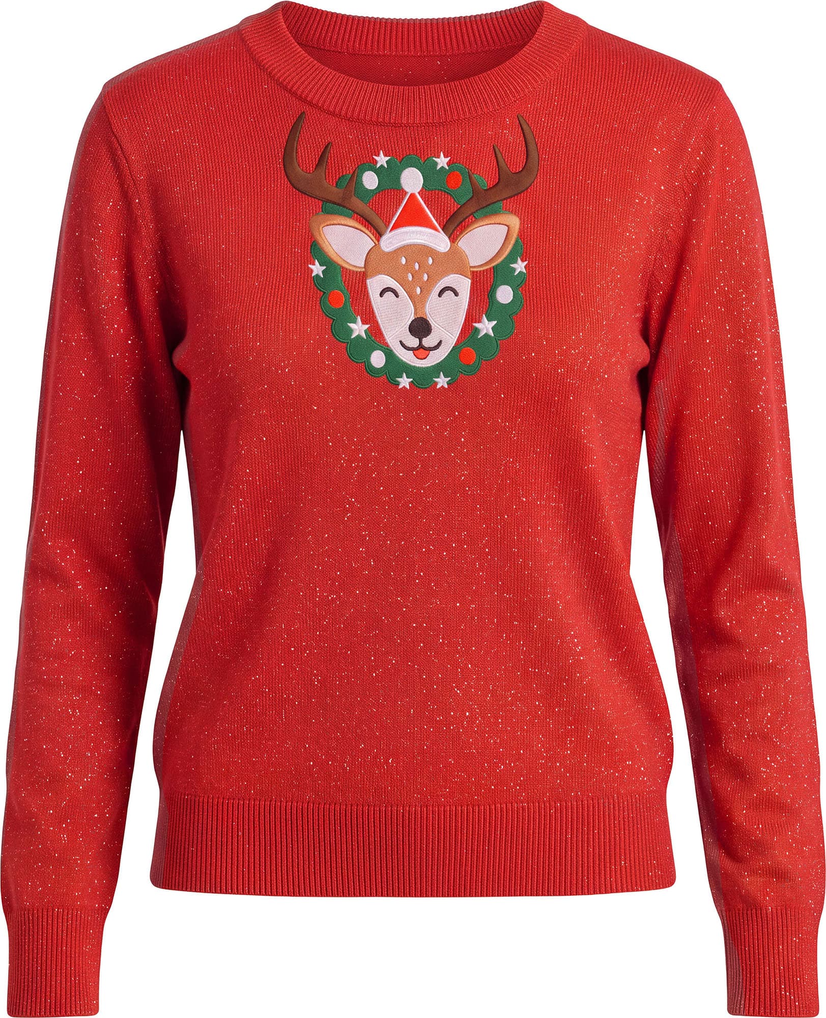 Julesweater med rensdyr i glitter til damer