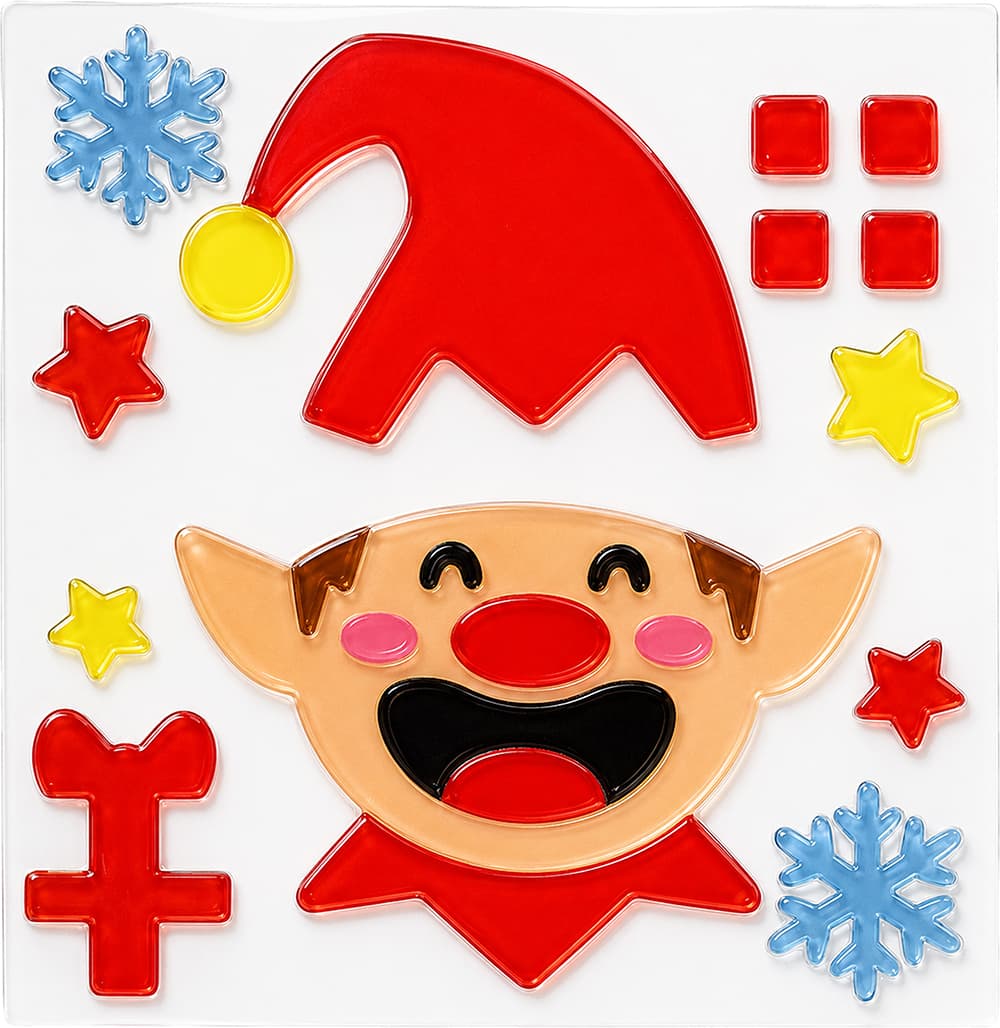 Vinduesdekoration i gel med nisse, 20 × 25 cm, til voksne og børn